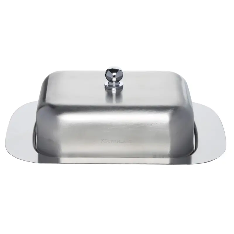 Butter dish, 18 cm, steel, rectangular, Classic ,image-0