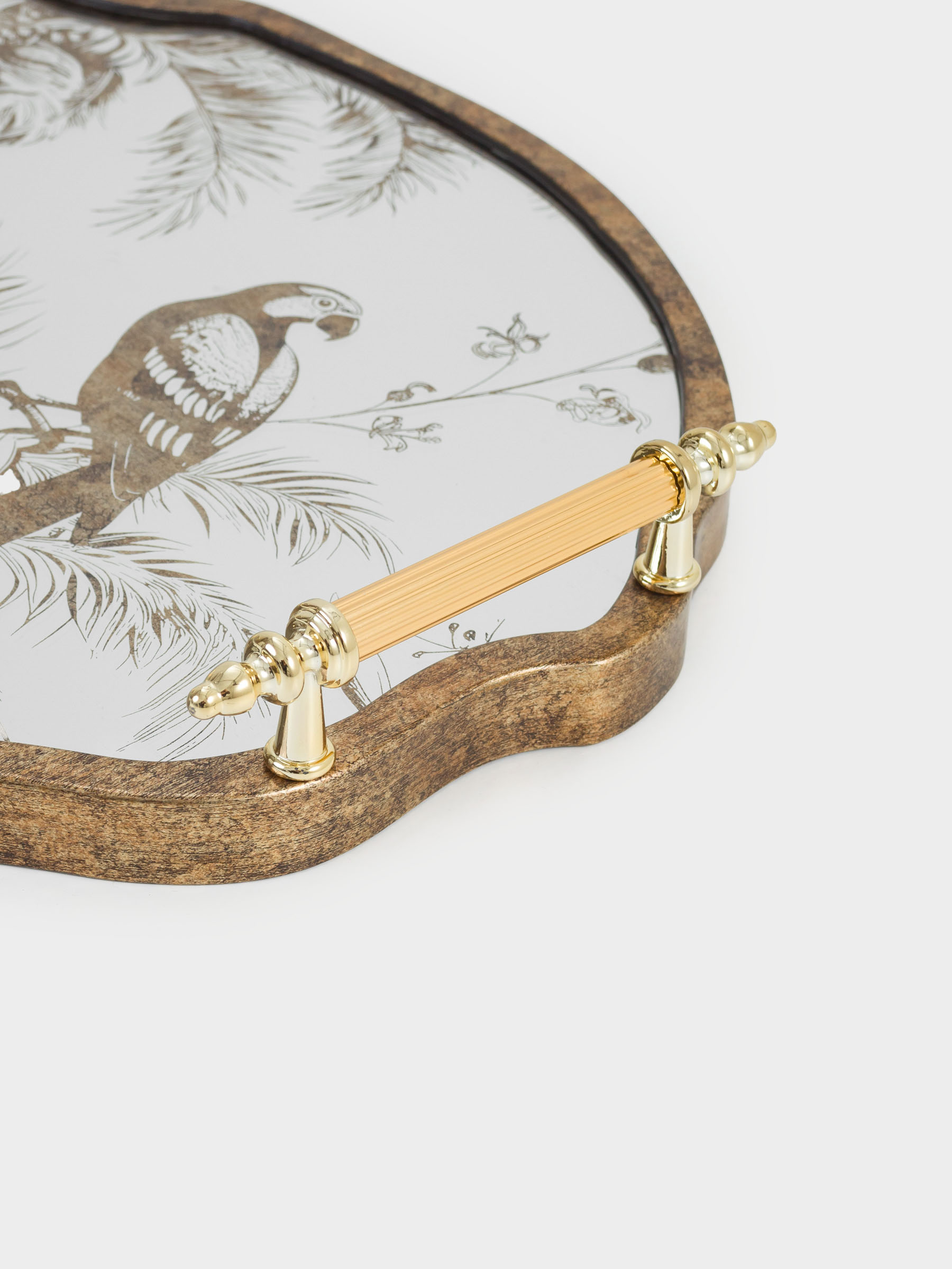 Tray, 42x31 cm, with handles, plastic / glass, shaped, mirror, Rainforest, Tropical, image-3