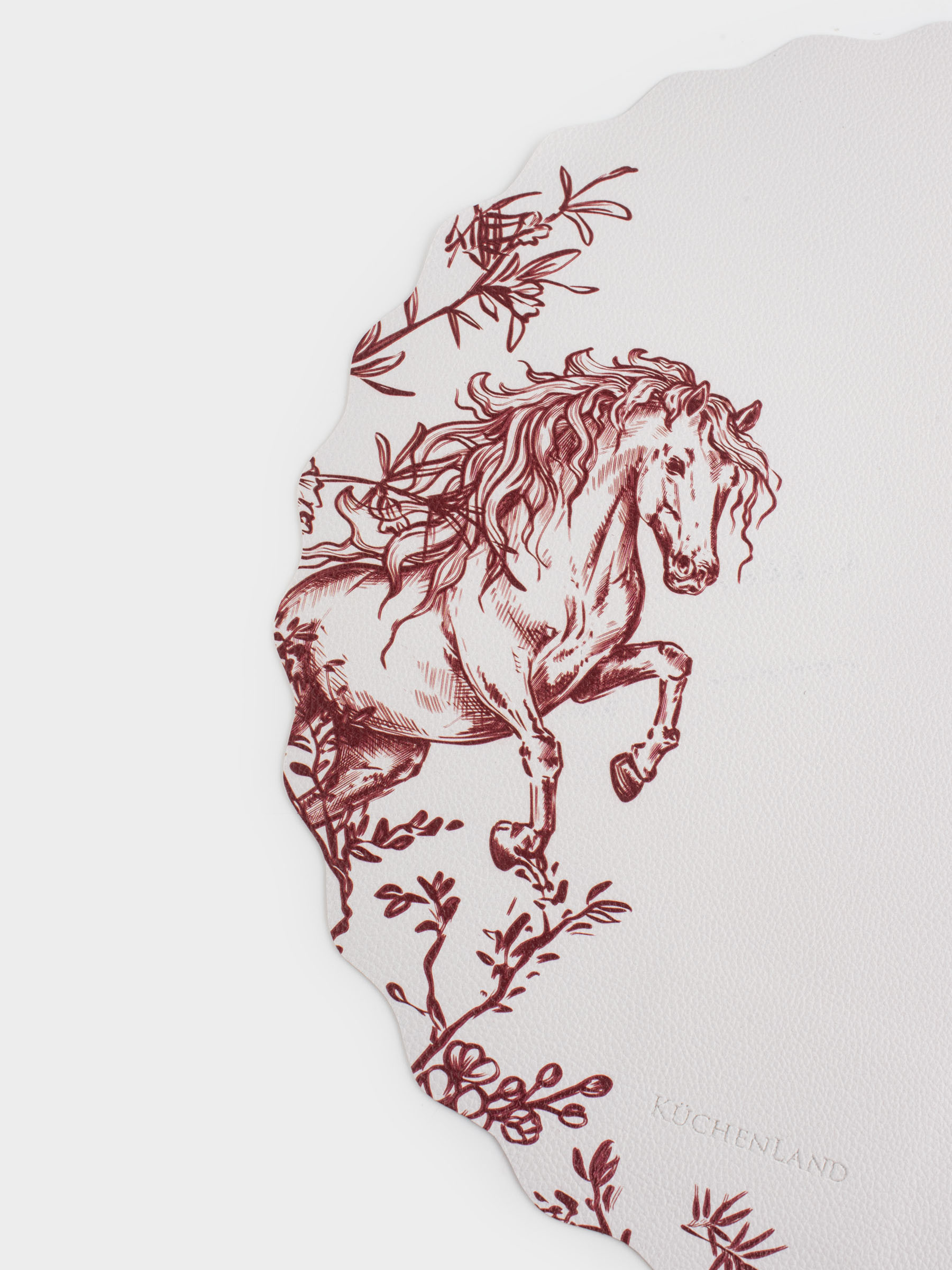 Placemat, 40 cm, PVC, round, white, Horse, Rock print, image-5