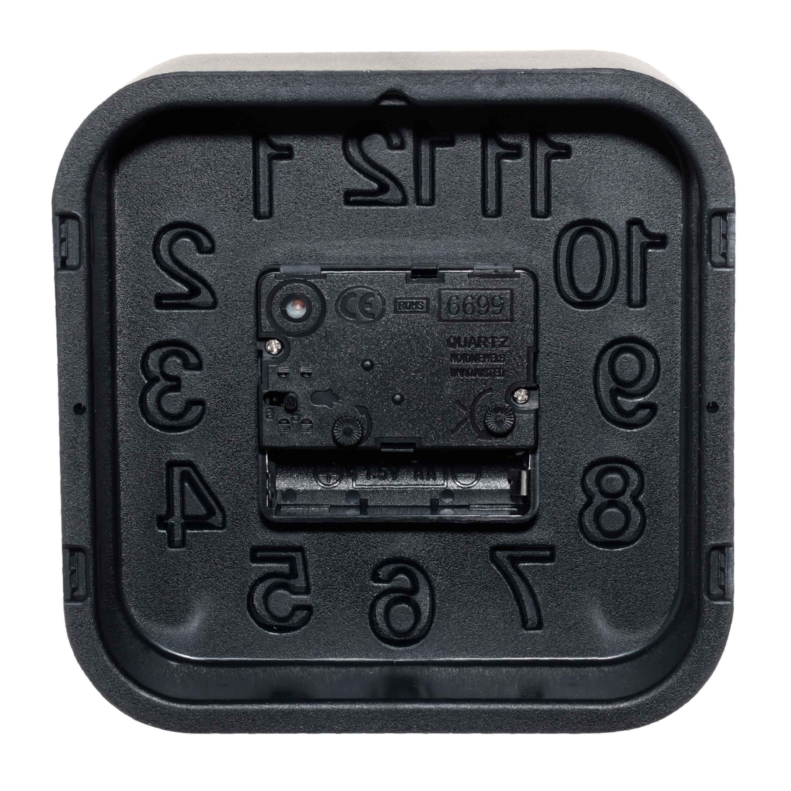 Alarm clock, 13 cm, plastic / glass, square, Black, Dial