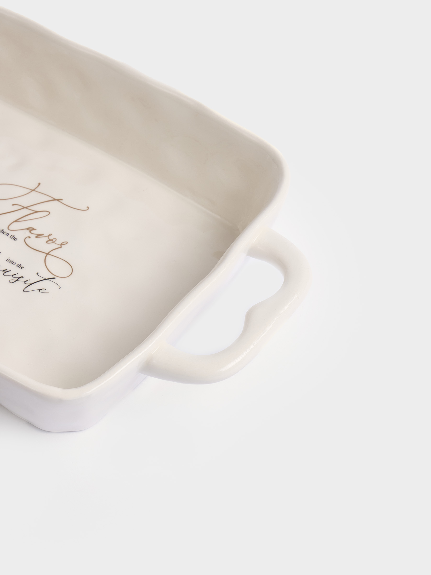 Baking dish, 31x20 cm, ceramic, rectangular, milky, Crumple kitchen, image-2