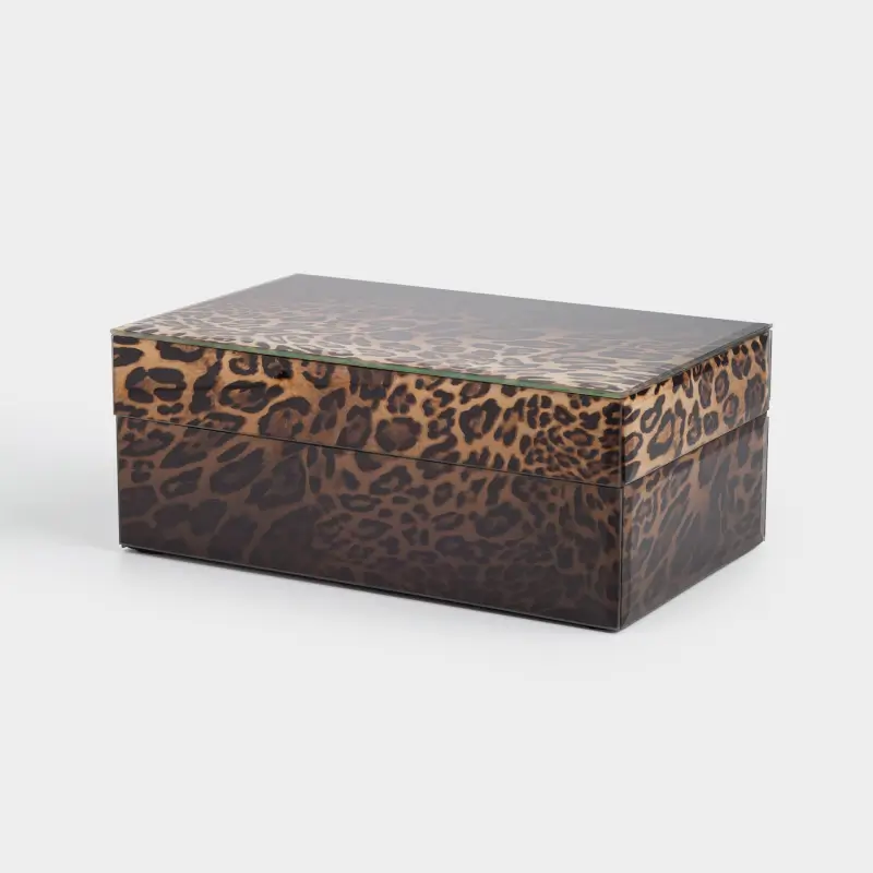Jewelry box, 21x13 cm, glass, Leopard, Leopard ,image-0