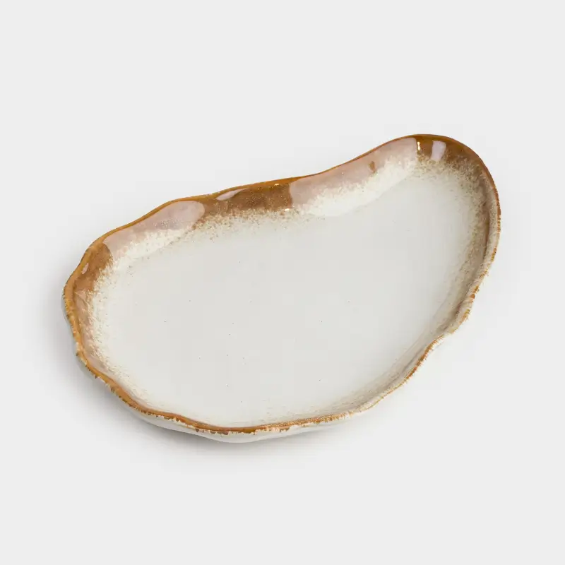 Decorative dish, 23x16 cm, ceramic, beige-brown, Oyster, Seaside ,image-0