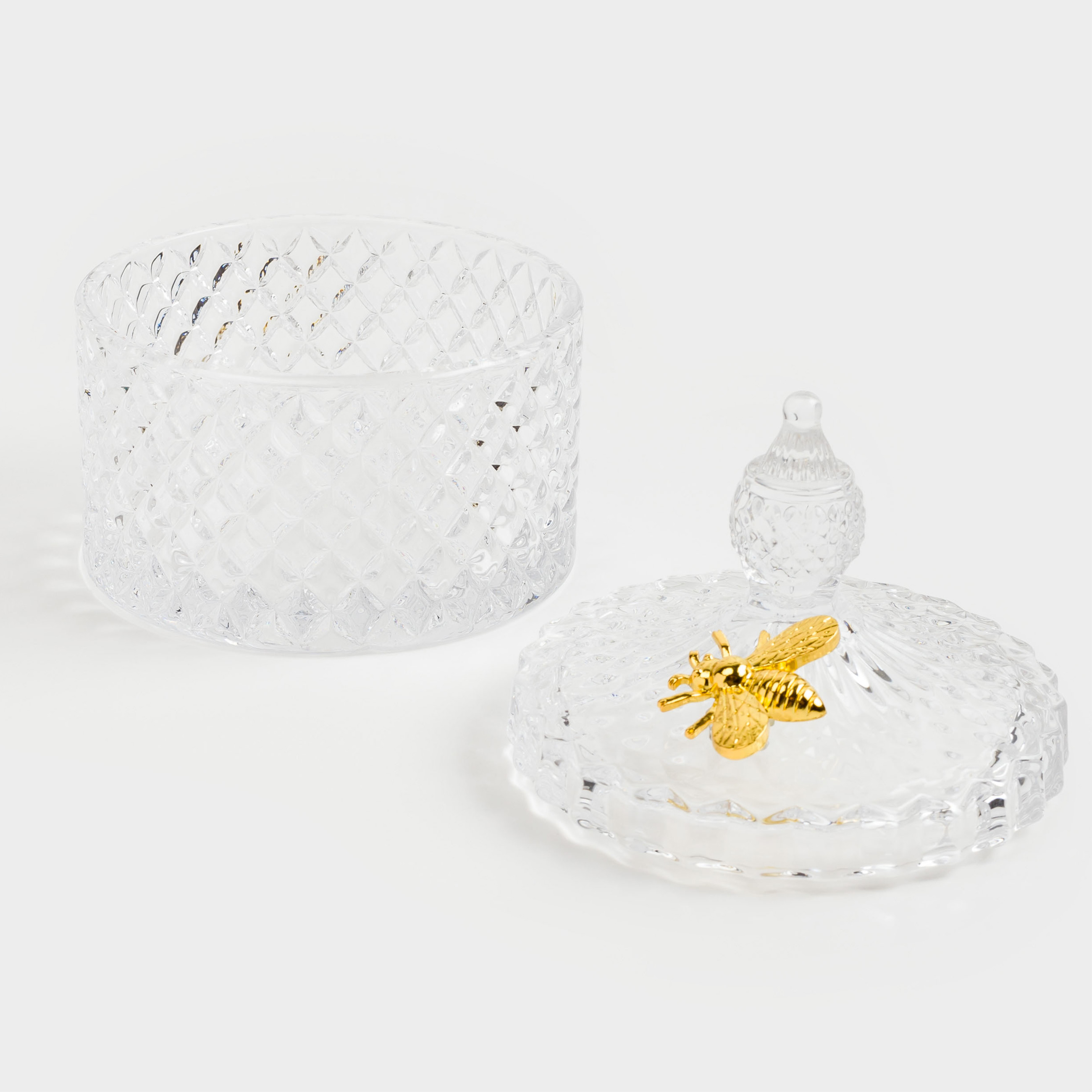 Storage container, 13x11 cm, 320 ml, steclo R / metal, Bee, Honey