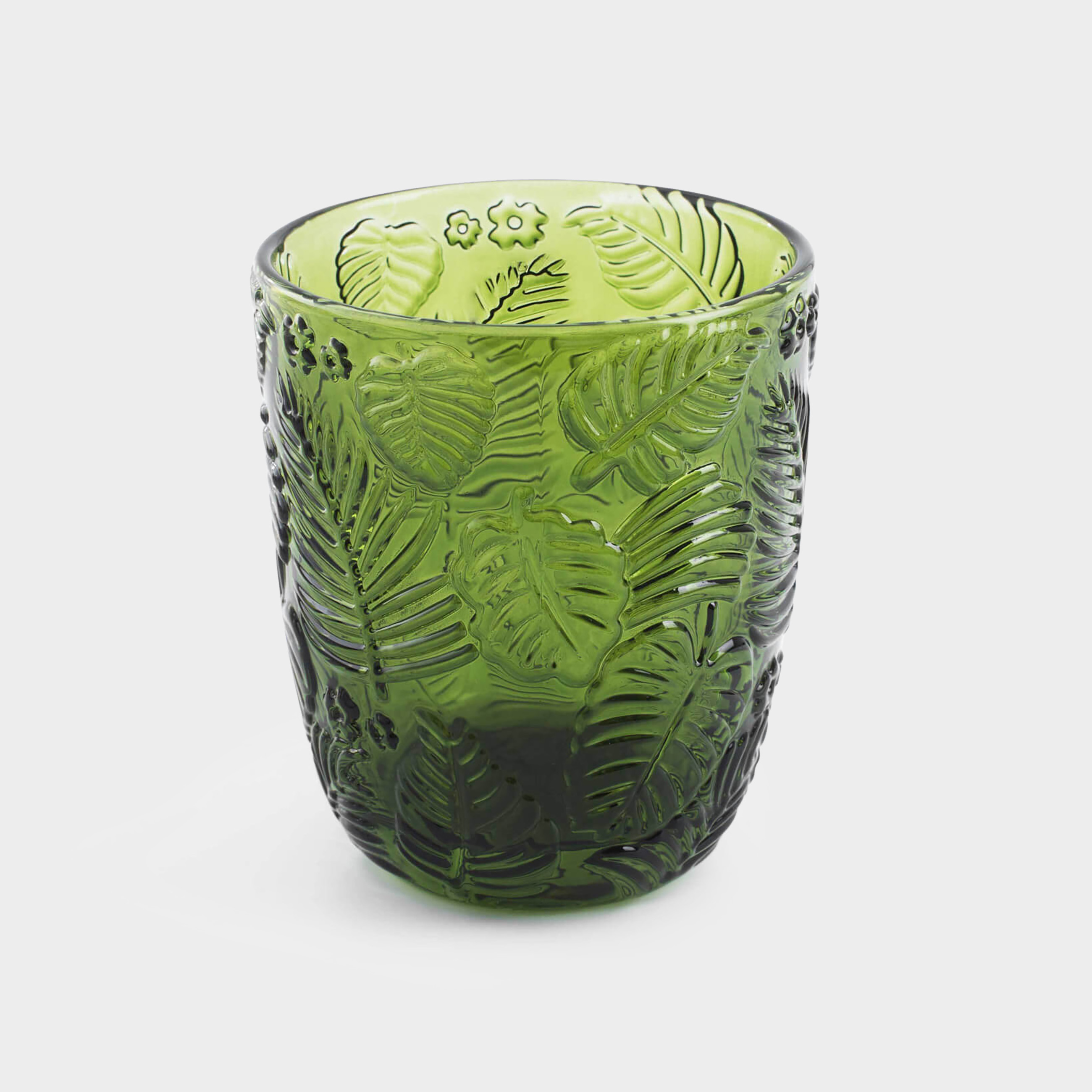 Glass, 10 cm, 300 ml, glass R, green, Monstera, Tropical leaves, image-0