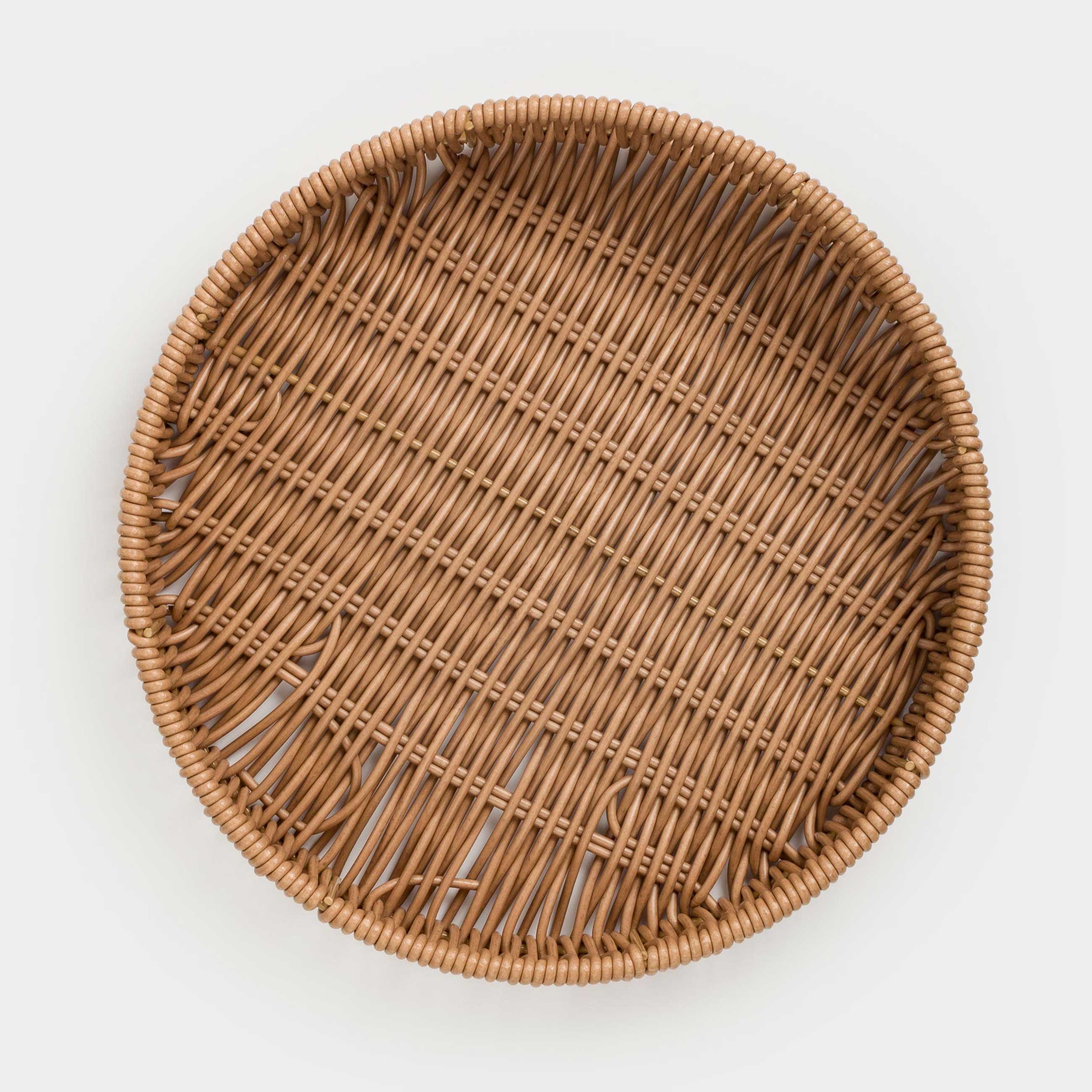 Tray, 25 cm, braided, rattan, round, beige, Twig