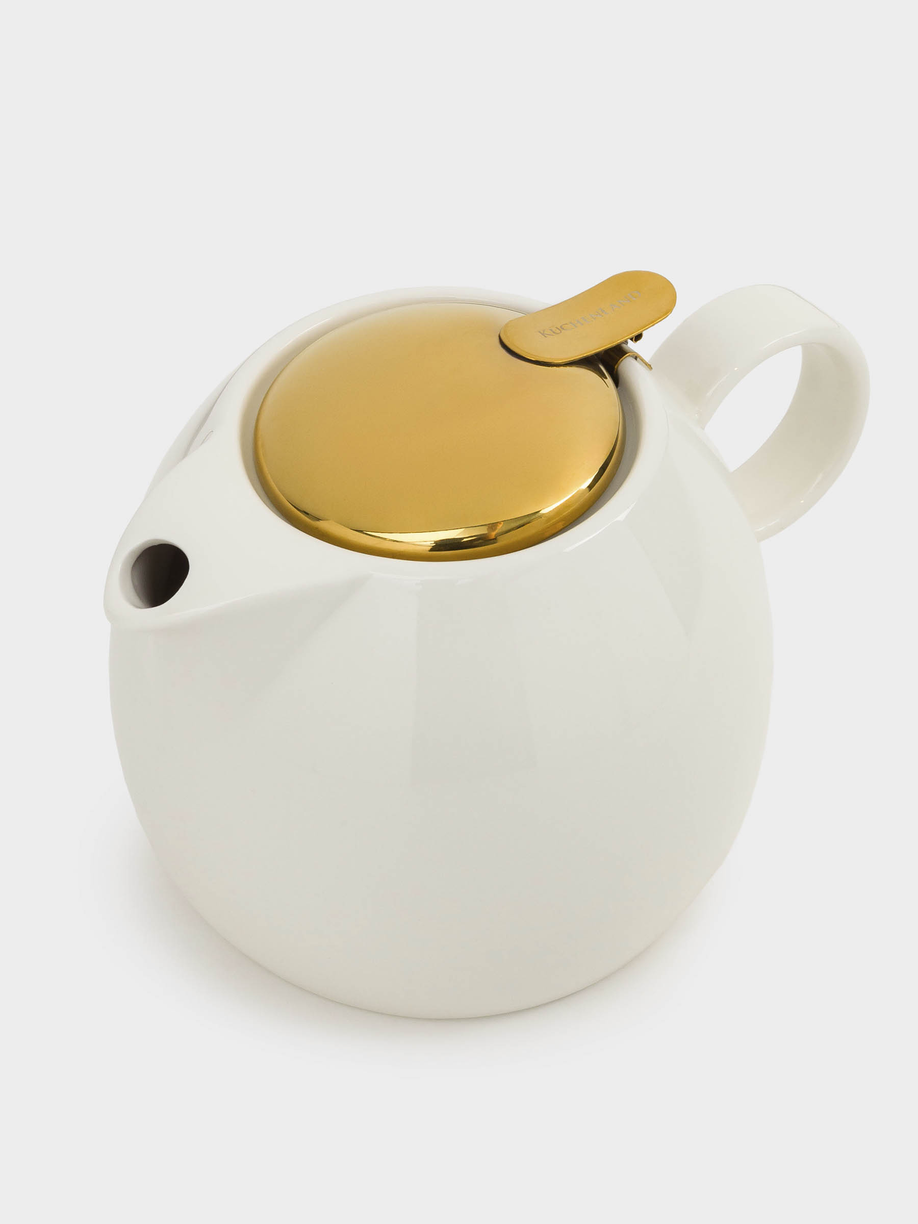 Teapot, 1 l, ceramic / steel, milky gold, Flower, Kettle ceramo, image-1