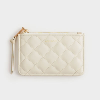 Women's wallet, 13x8 cm, with zipper, with card slots, polyurethane, milk, Quilted ,image-0