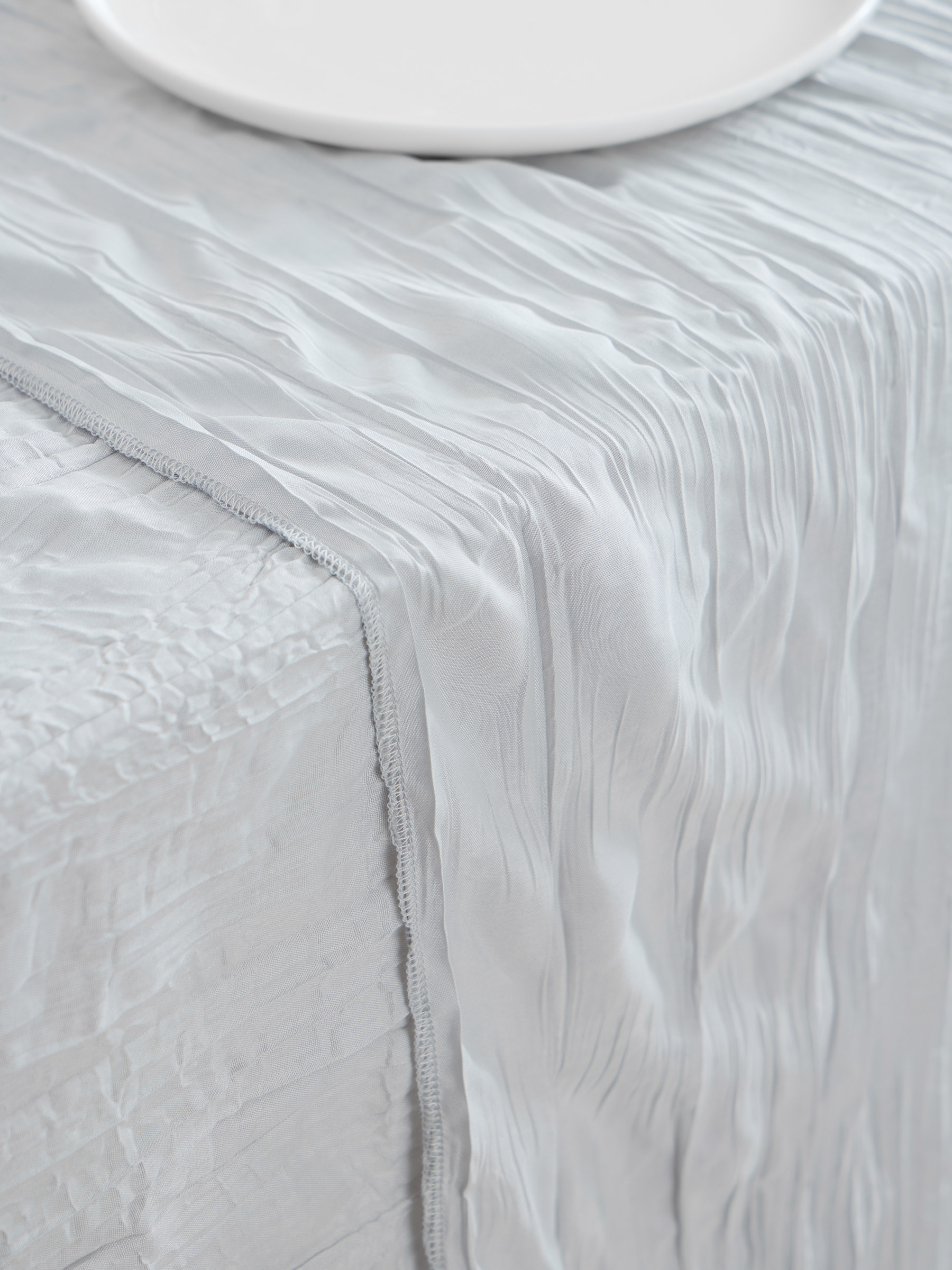 Table runner, 40x160 cm, polyester, light gray, Crumpled effect, Dented, image-3