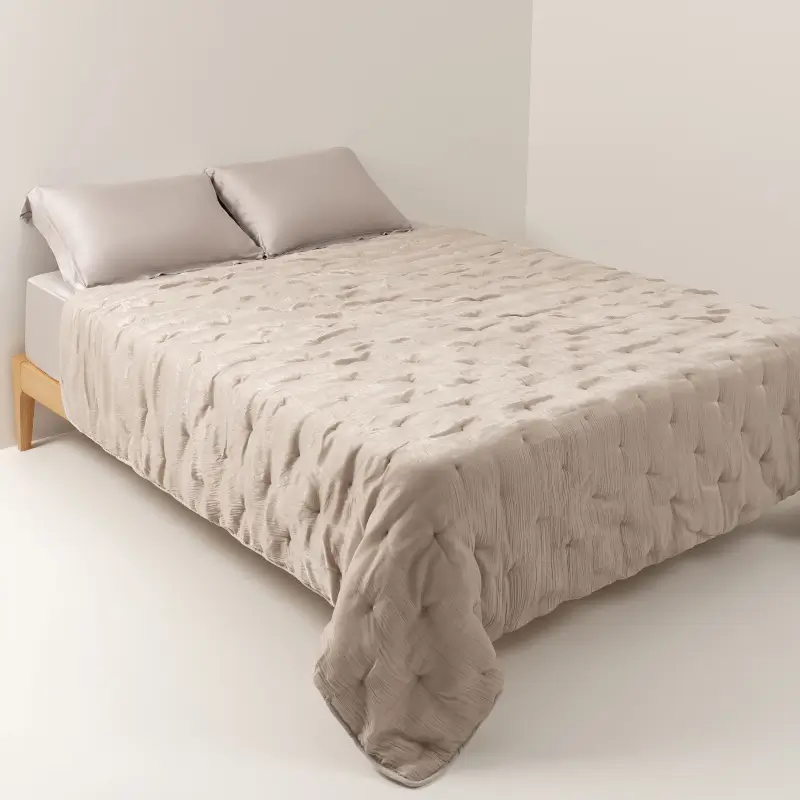 Bedspread, 220x240 cm, velvet, sand, Stitch velvet
