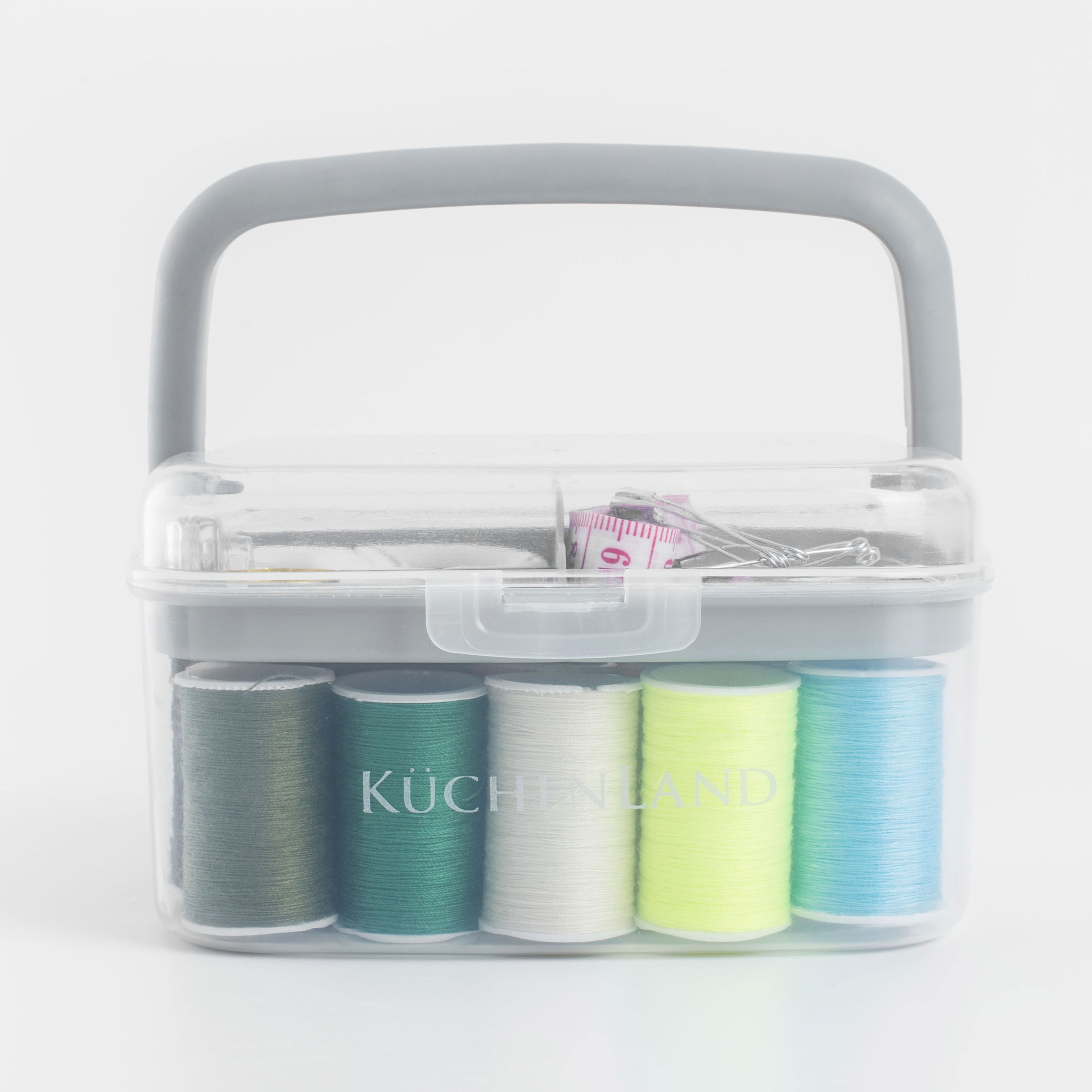 Sewing and needlework set, 13x10 cm, 40 items, in organizer, plastic / metal, gray, Thread, image-8