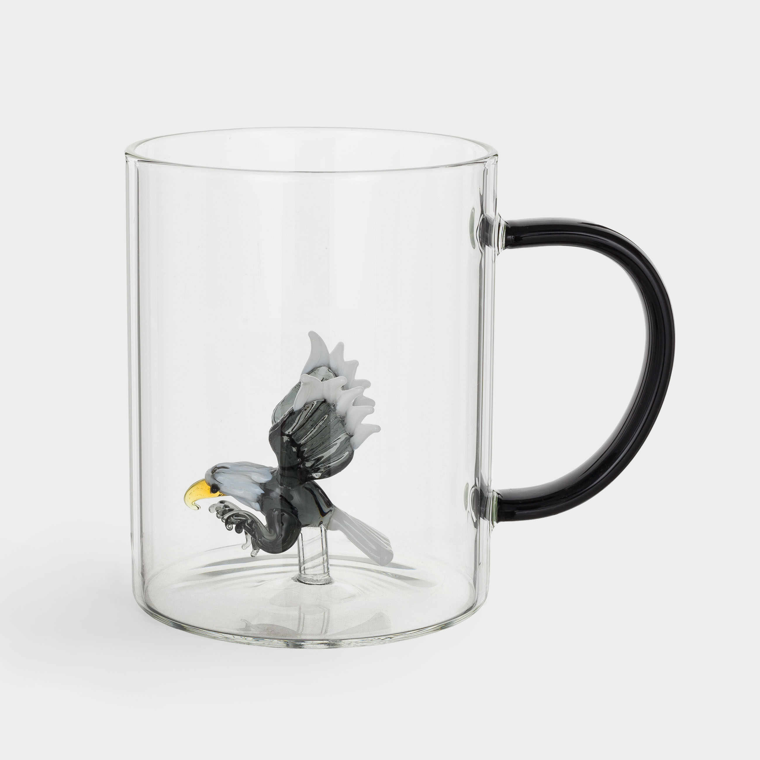 Mug, 500 ml, glass B, black handle, Eagle, Shape, image-0