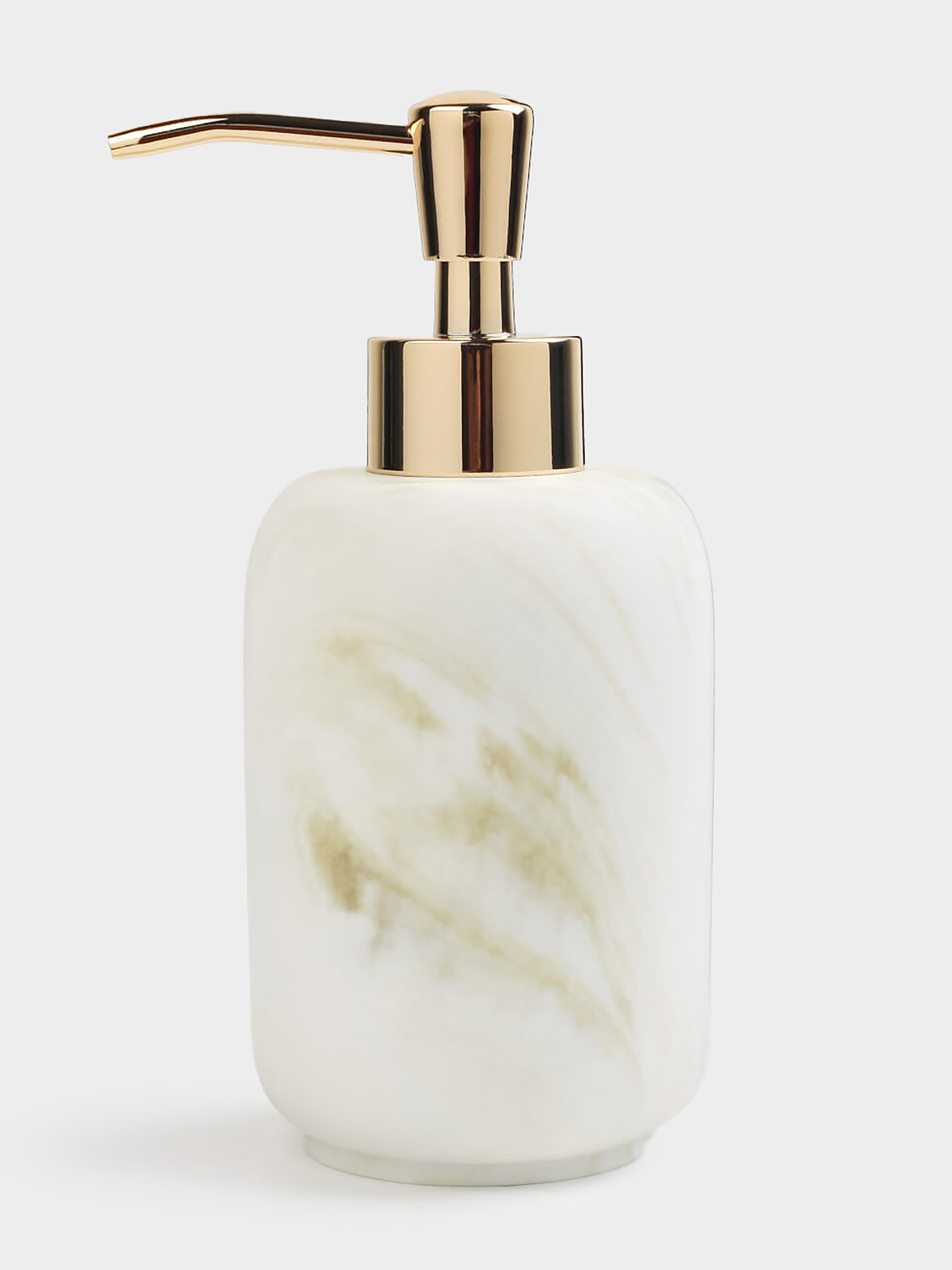 Liquid soap dispenser, 200 ml, polyresin / metal, white-gold, Marble, Dryad