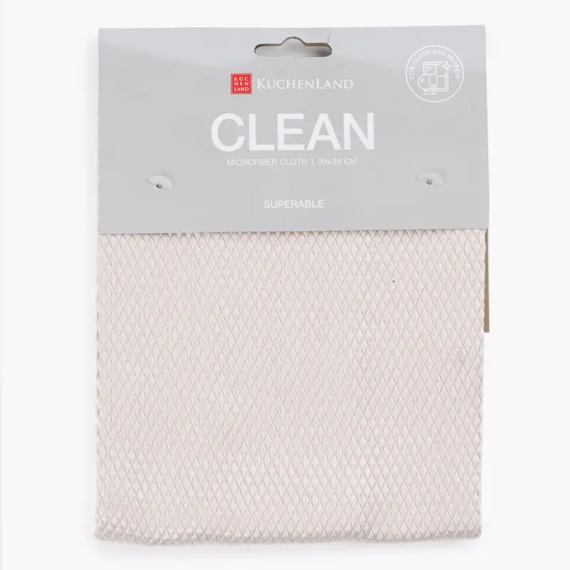 Cloth for glass/plastic/mirrors, 35x35 cm, microfiber, Fish scales, beige-pink, Clean ,image-0