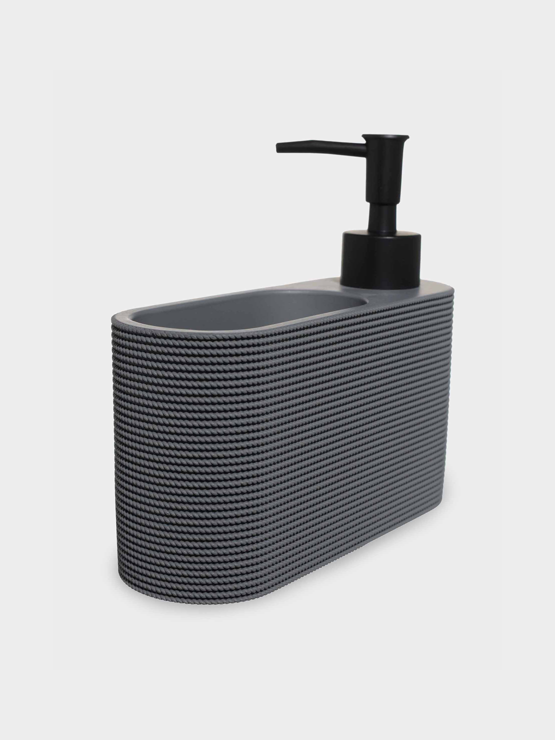 Detergent dispenser, 250 ml, organizer, with sponge, polyresin / plastic, Grey, Grey steel, image-2