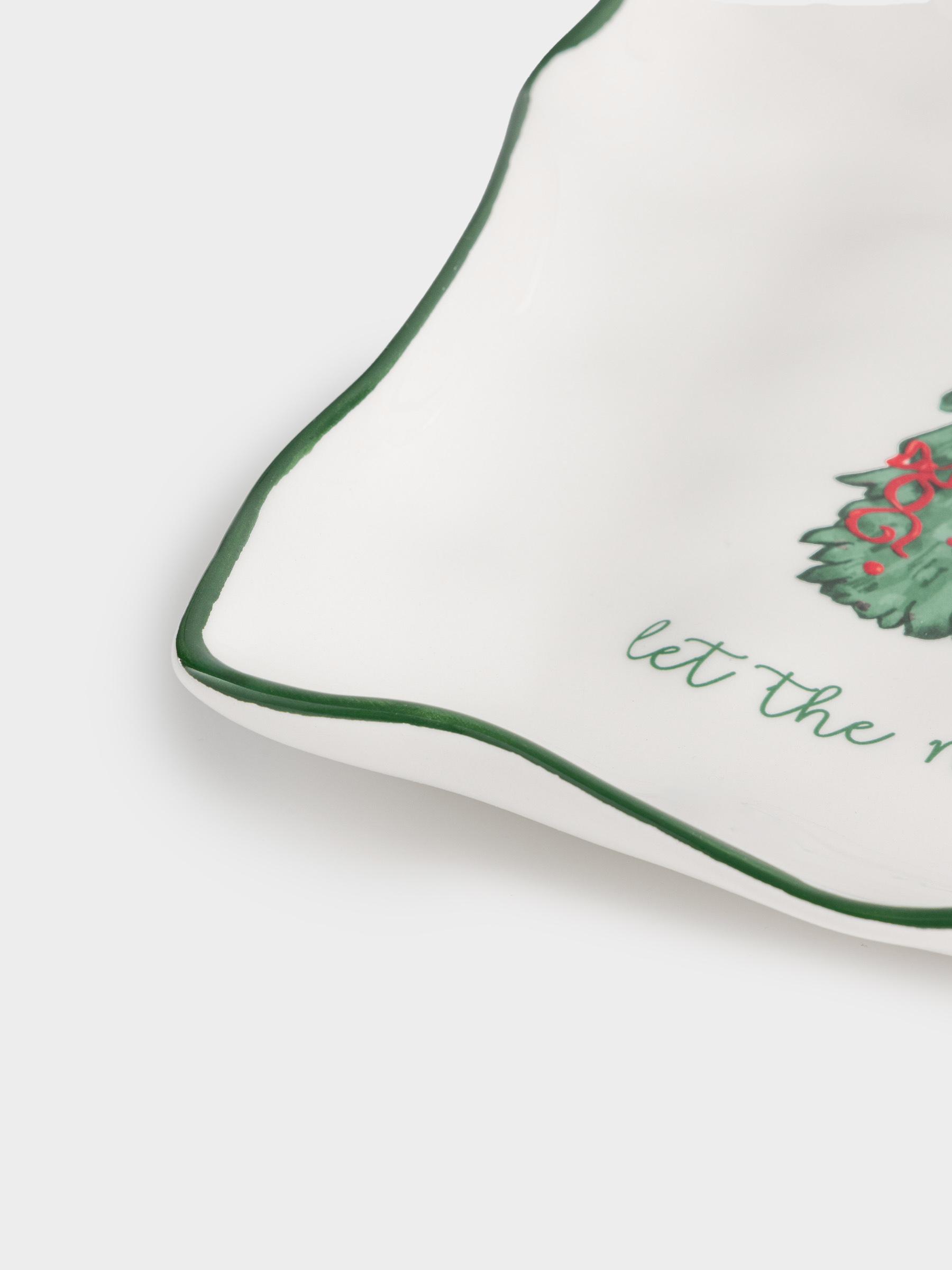 Dish, 22x22 cm, ceramic, square, Horse with Christmas tree, Christmas green, image-4