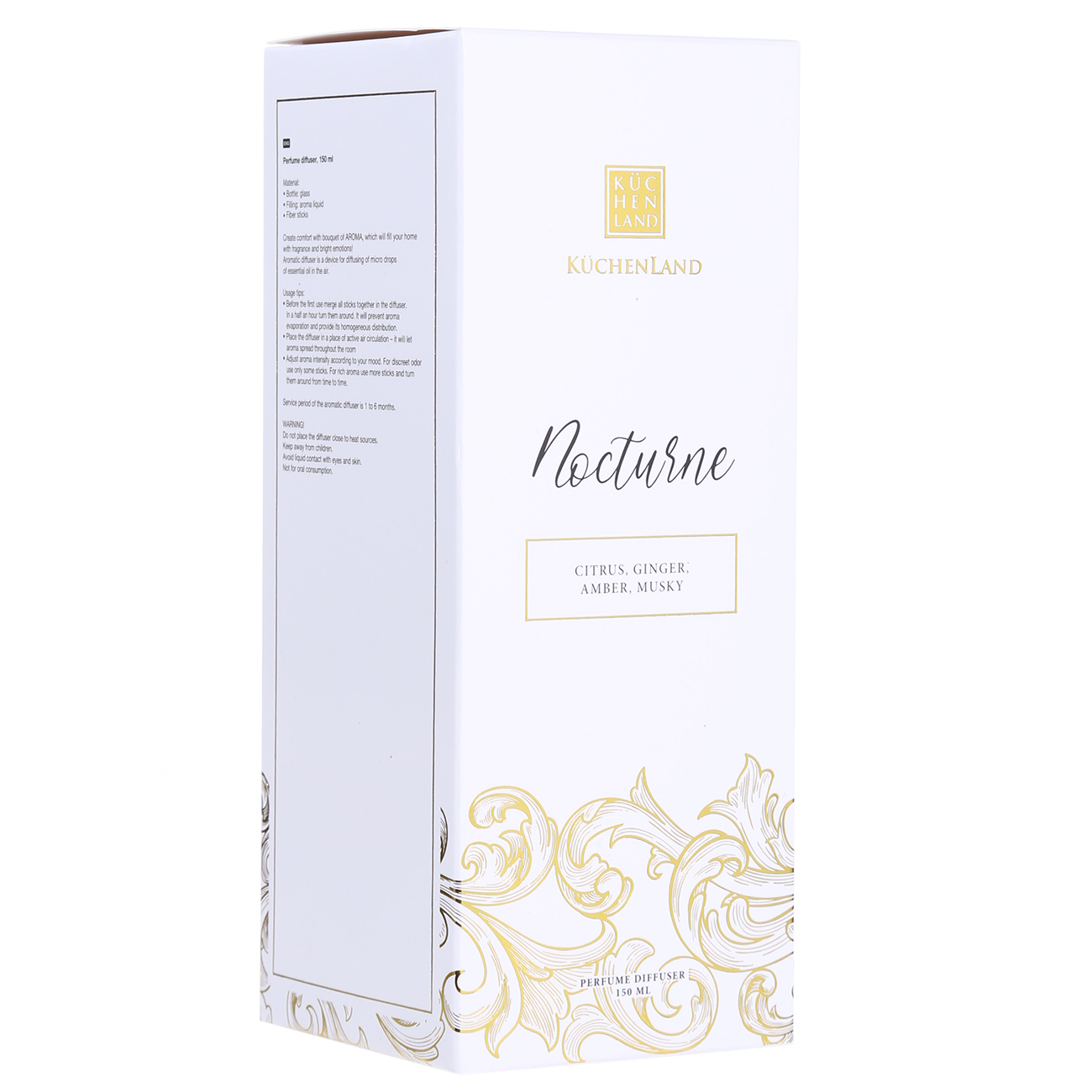 Perfume diffuser, 150 ml, Citrus, Ginger, Amber, Musky, Nocturne