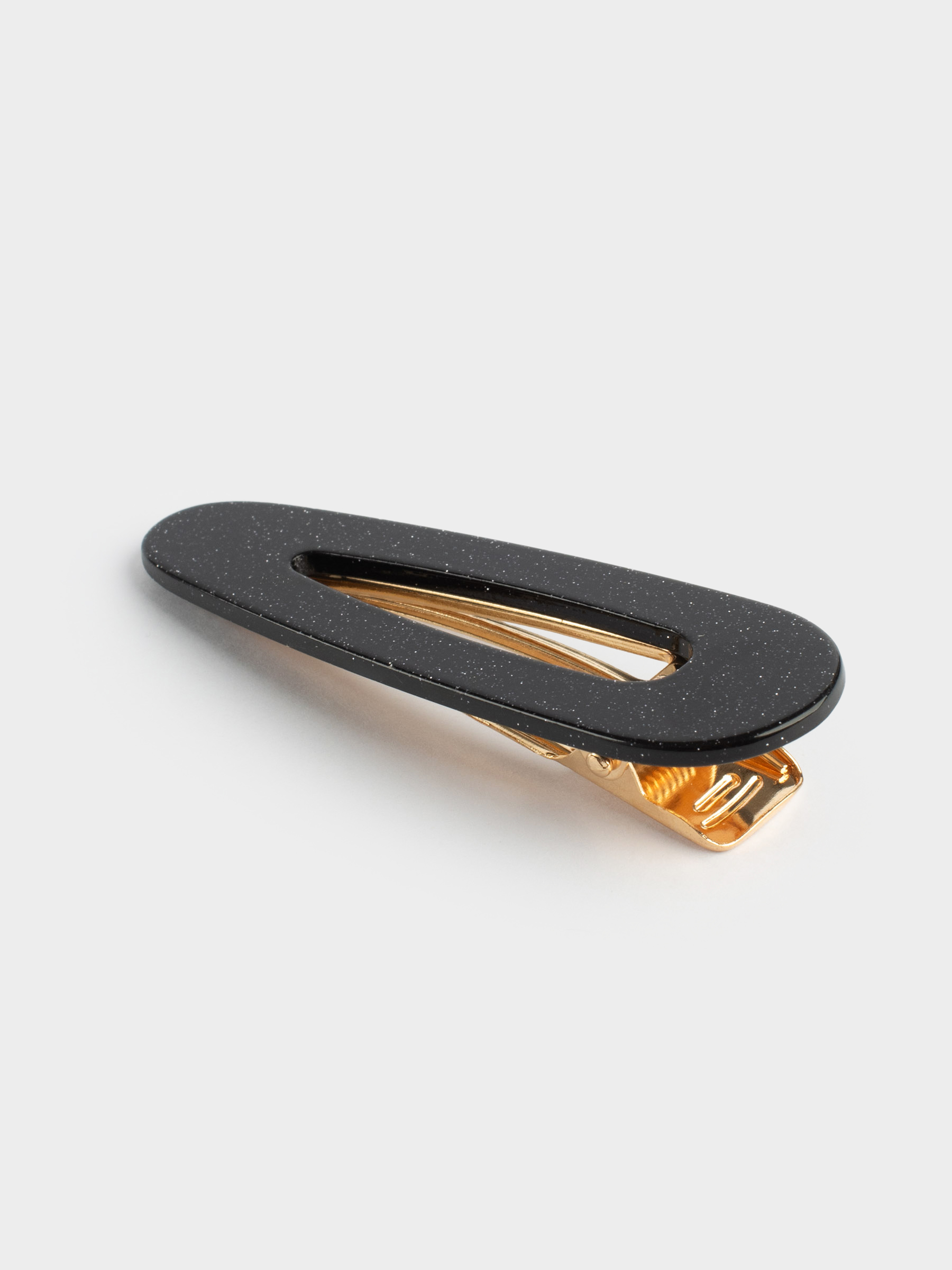 Hair clip, 7 cm, acrylic / metal, Black, Basic, image-2
