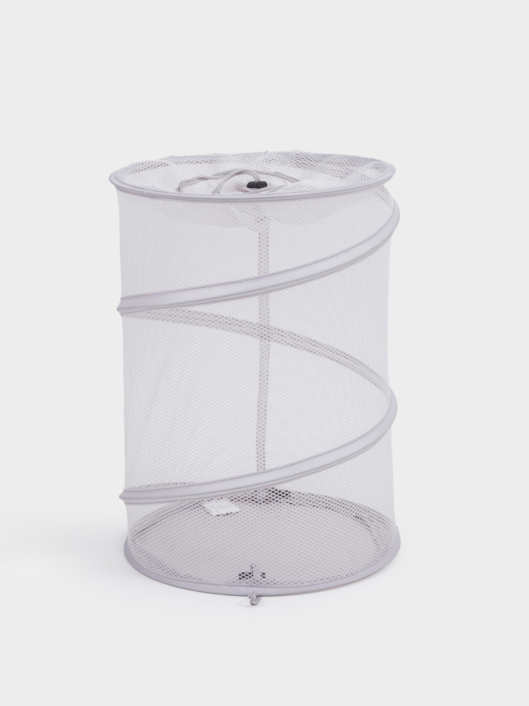 Laundry basket, 46x34 cm, folding, polyester / steel, round, grey-beige, Safety, image-0