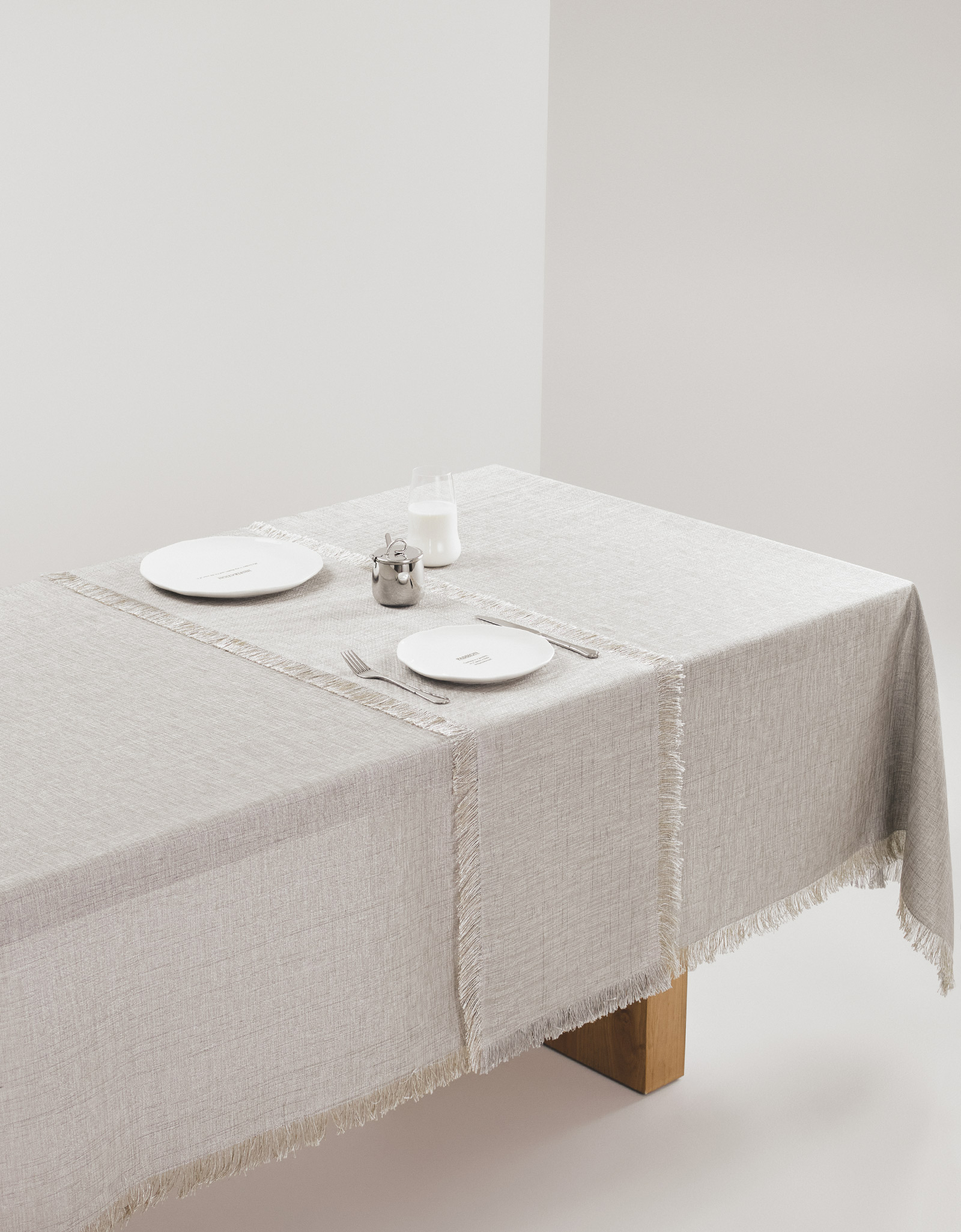 Table runner, 40x160 cm, fringed, polyester, grey melange, Beverin, image-7