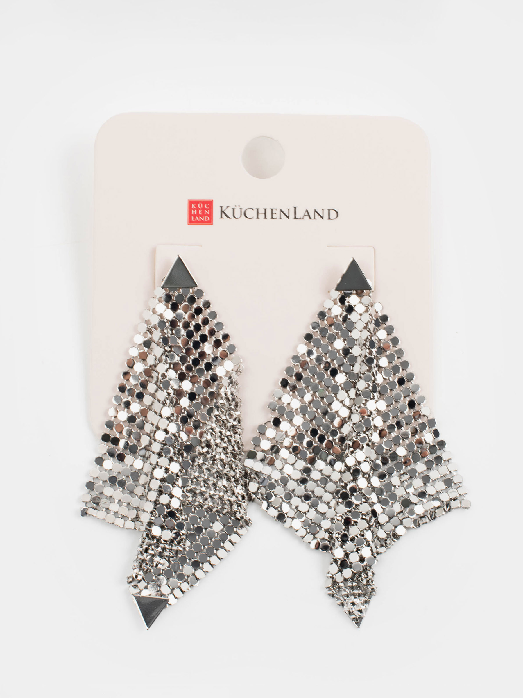Stud earrings, 7 cm, metal, Silver, Jewelry
