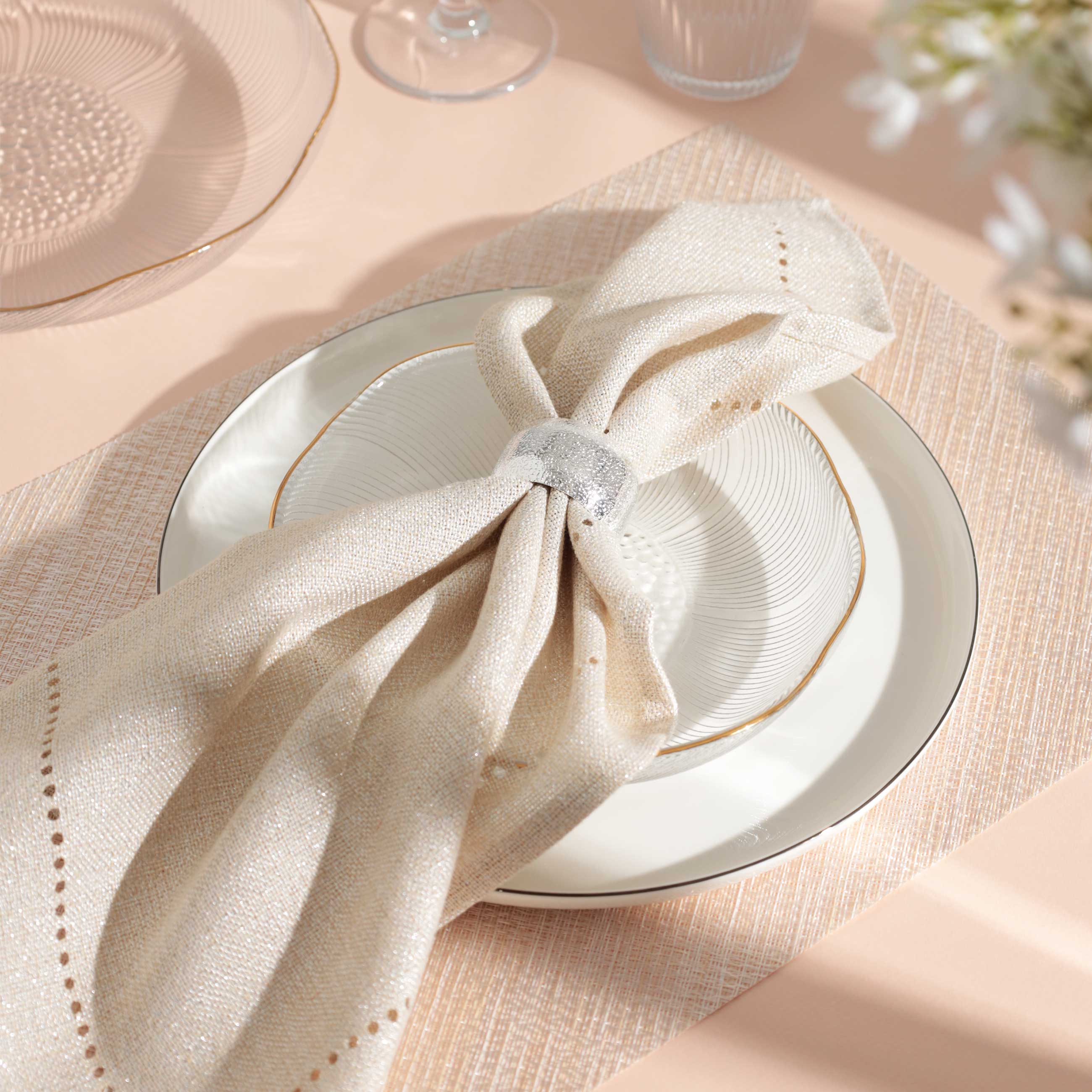 Napkin ring, 5 cm, 2 pcs, metal, silver, Ring, Fantastic R