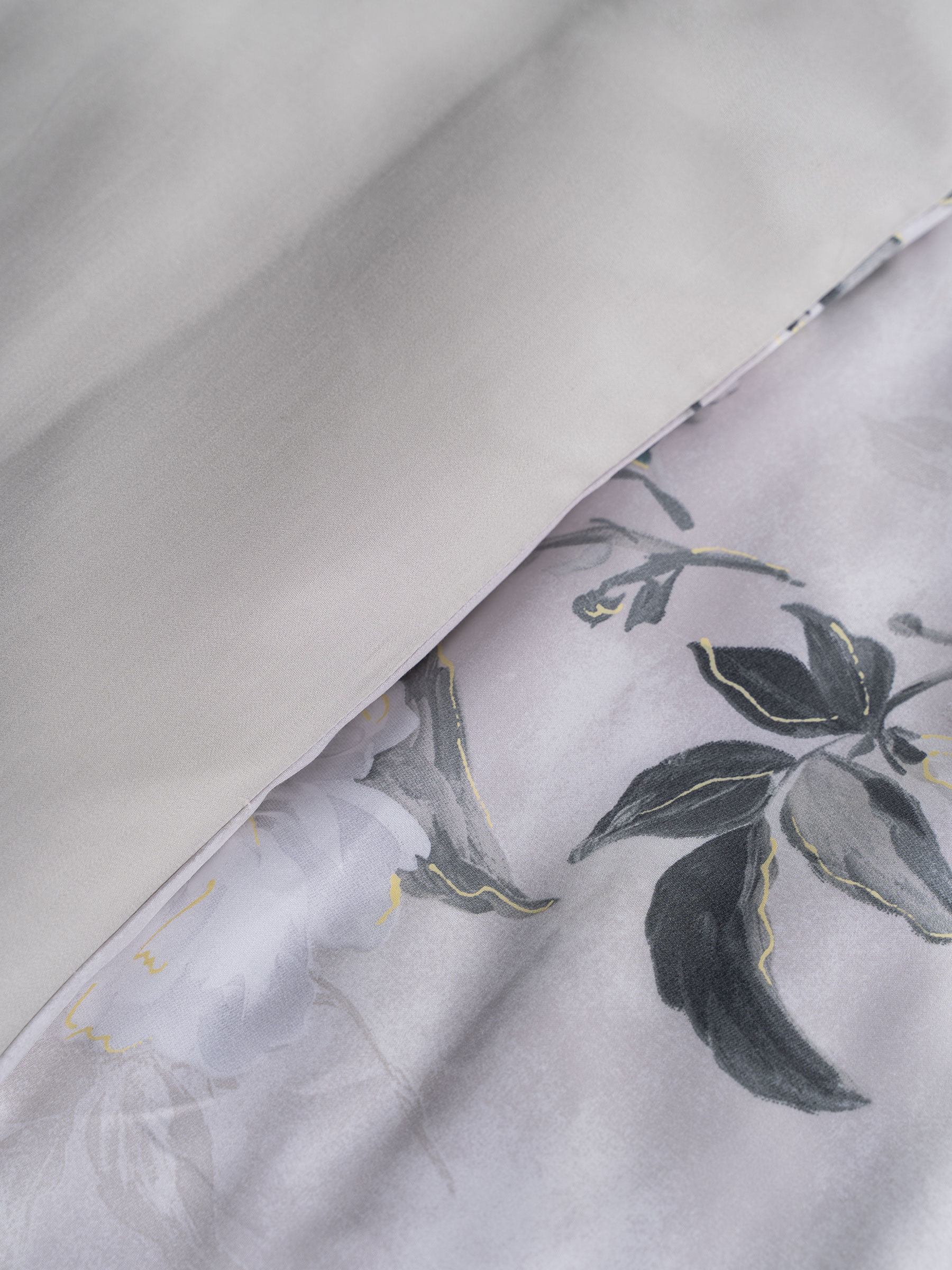 Bed linen set, euro, Tencel 300 TC, light grey, Flowers, Tencel, image-4