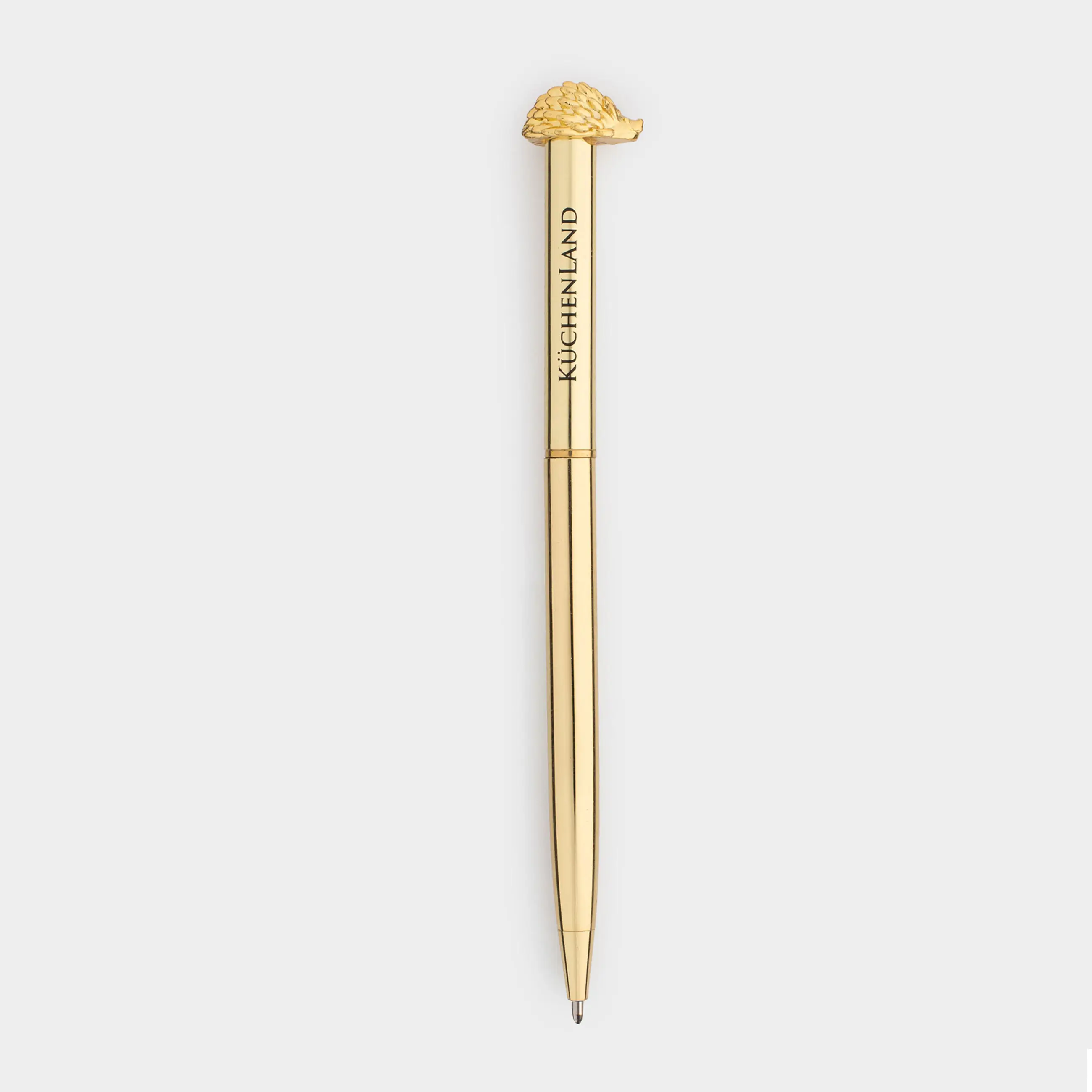 Ballpoint pen, 15 cm, with a figure, steel, golden, Hedgehog, Draw figure