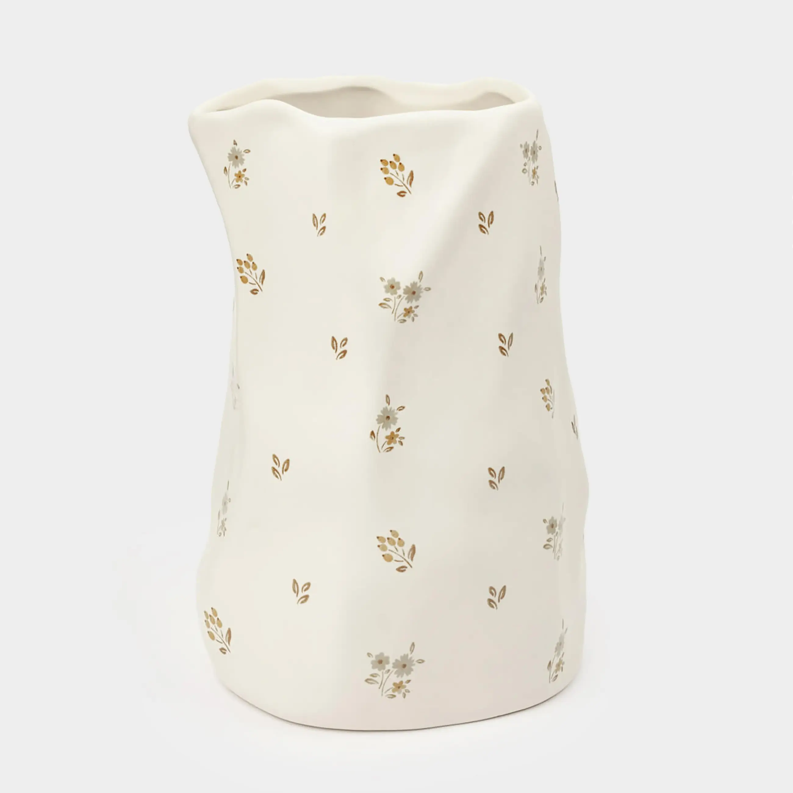 Flower vase, 20 cm, ceramic, milky, Vintage flowers, La flore, image-0