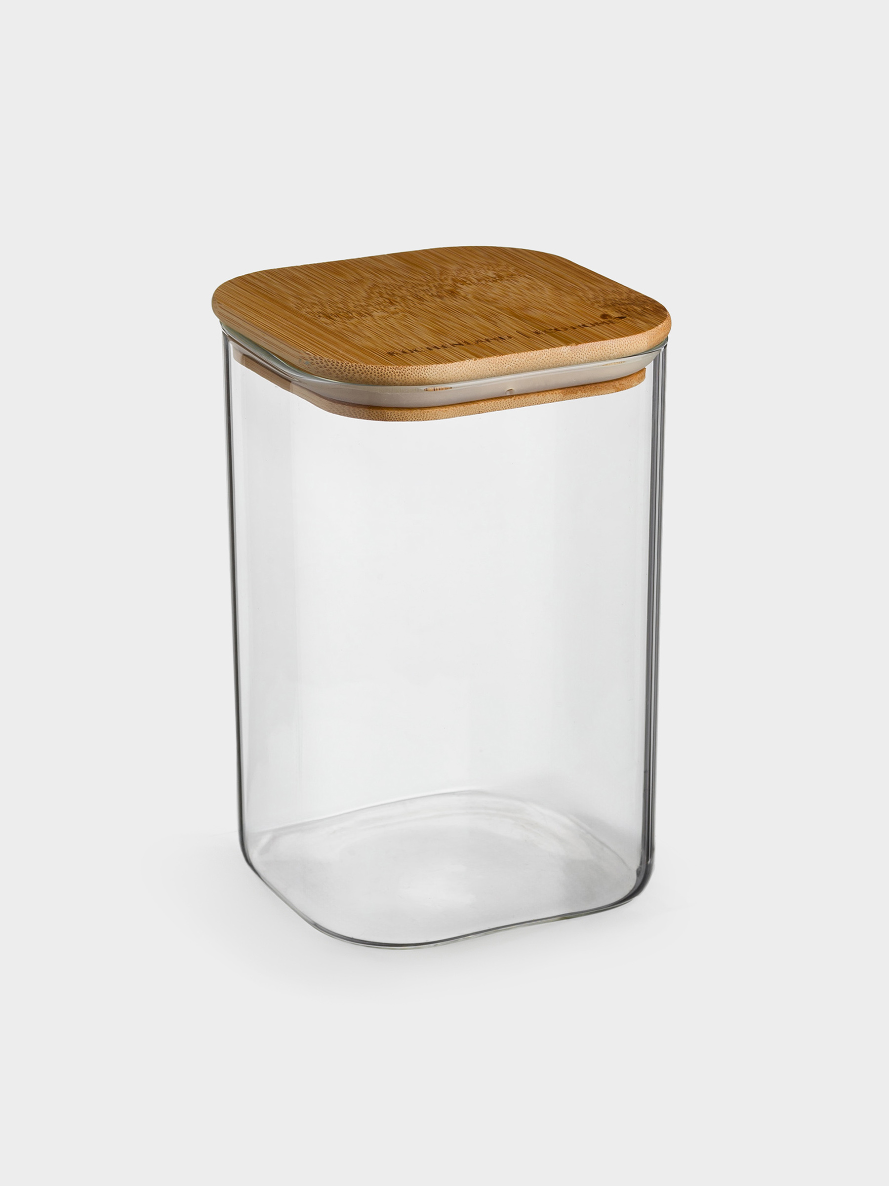 Jar for bulk products, 850 ml, glass / bamboo, square, Home made, image-2