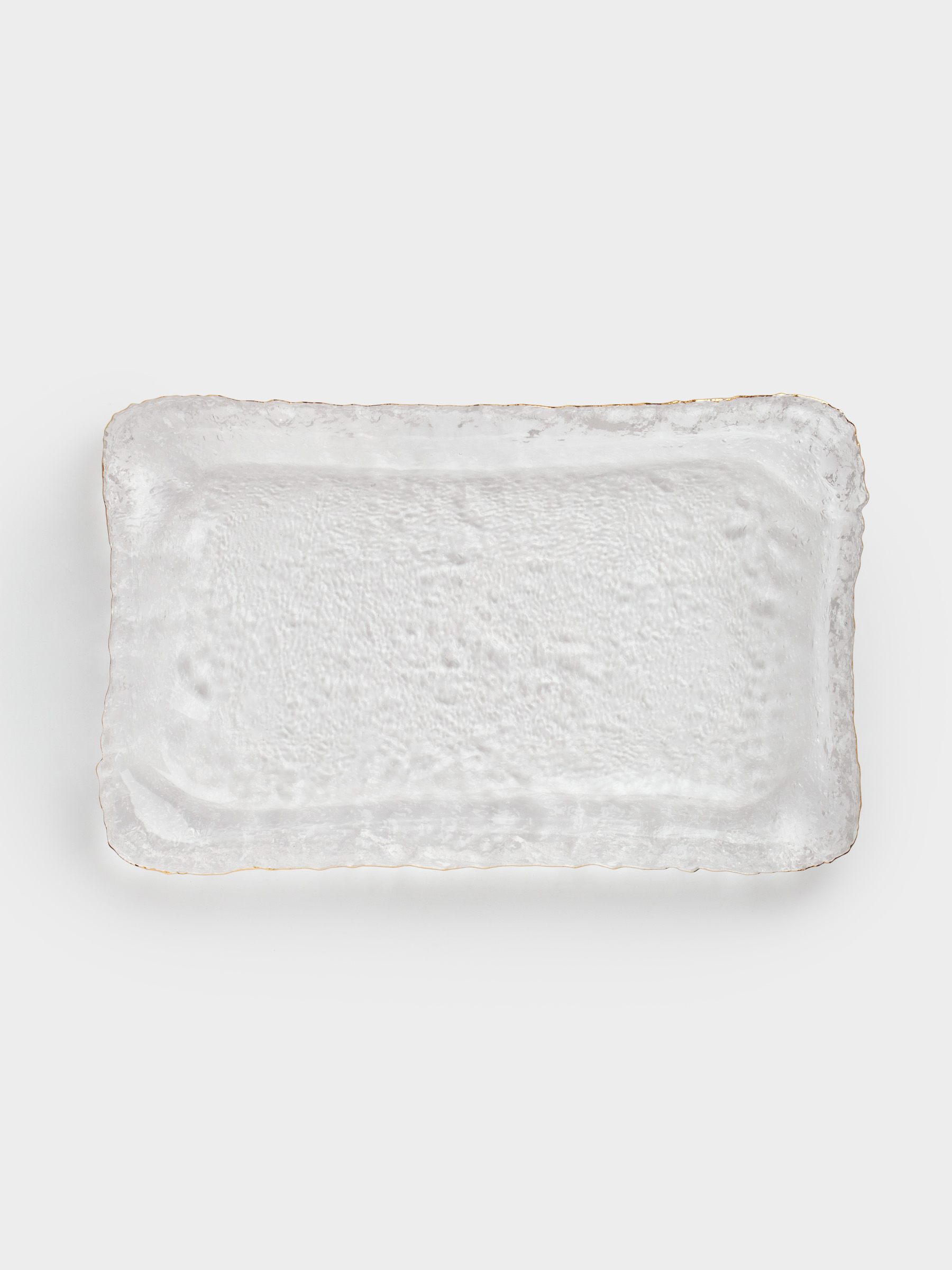 Dish, 14x23 cm, rectangular glass, with golden edging, Nautilus gold, image-4