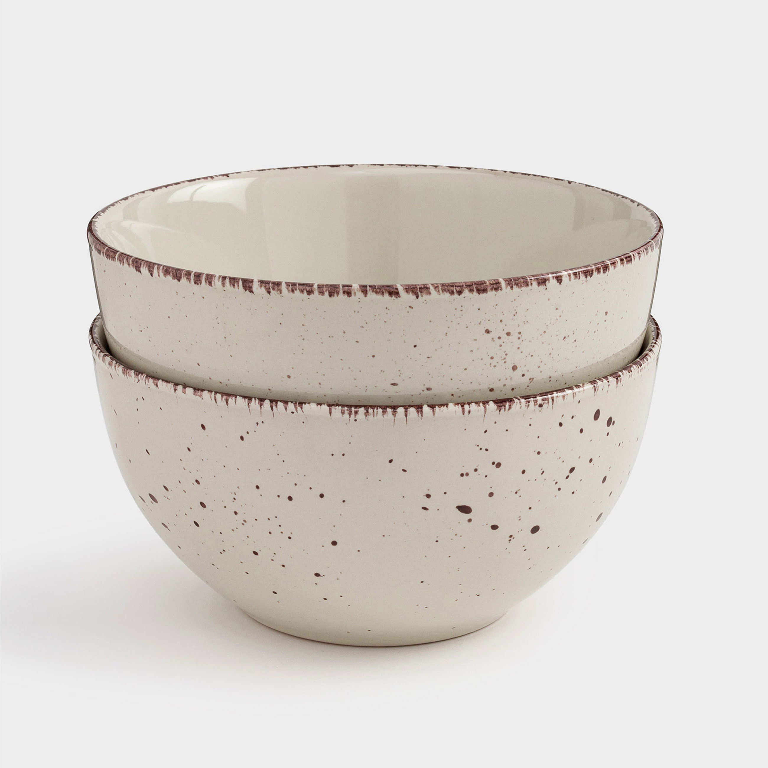 Soup plate, 14x7 cm, 2 pieces, ceramic, beige, speckled, Speckled, image-0