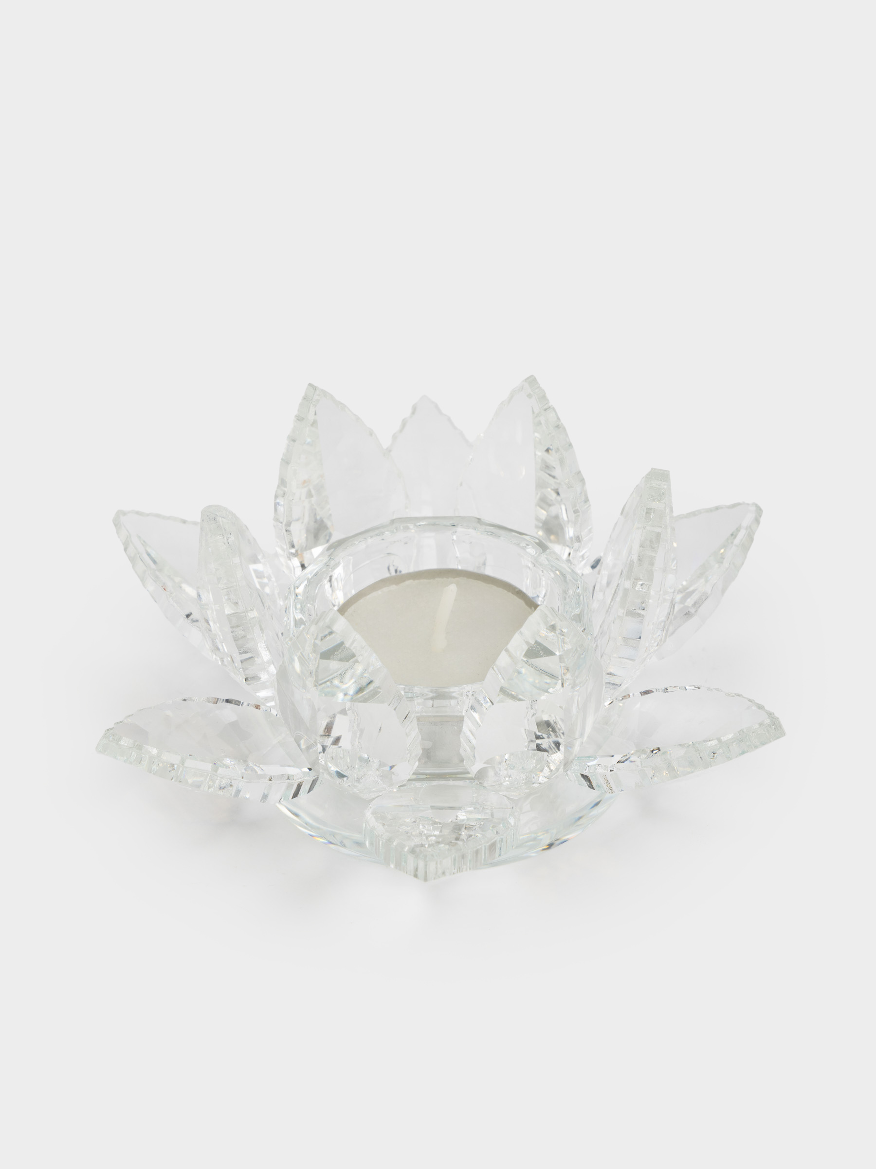 Candlestick, 13 cm, for tea candle, crystal glass, Lotus, Crystal flower, image-2