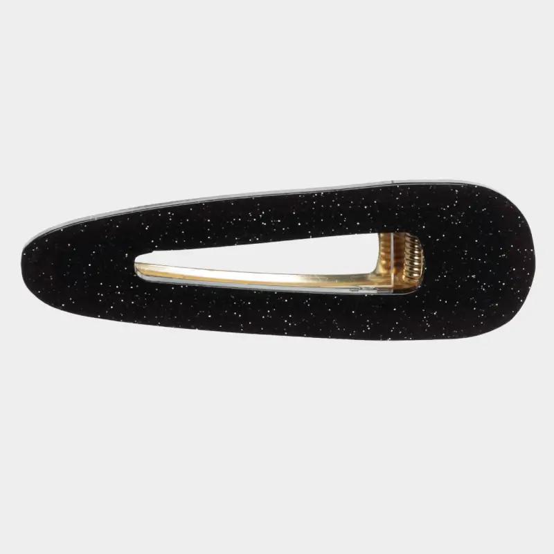 Hair clip, 7 cm, acrylic / metal, Black, Basic