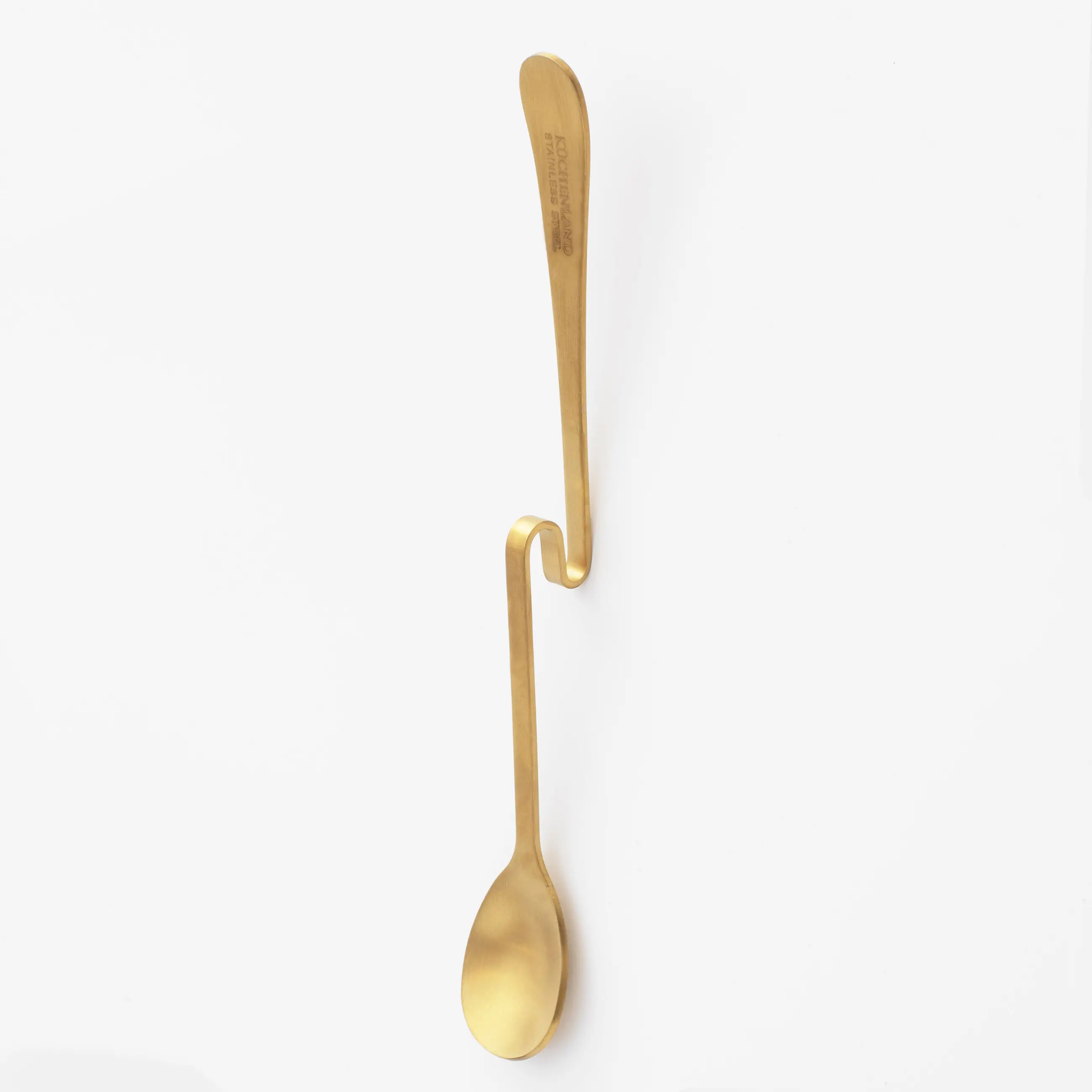 Tea spoon, 20 cm, with curved handle, steel, golden, Classic gold