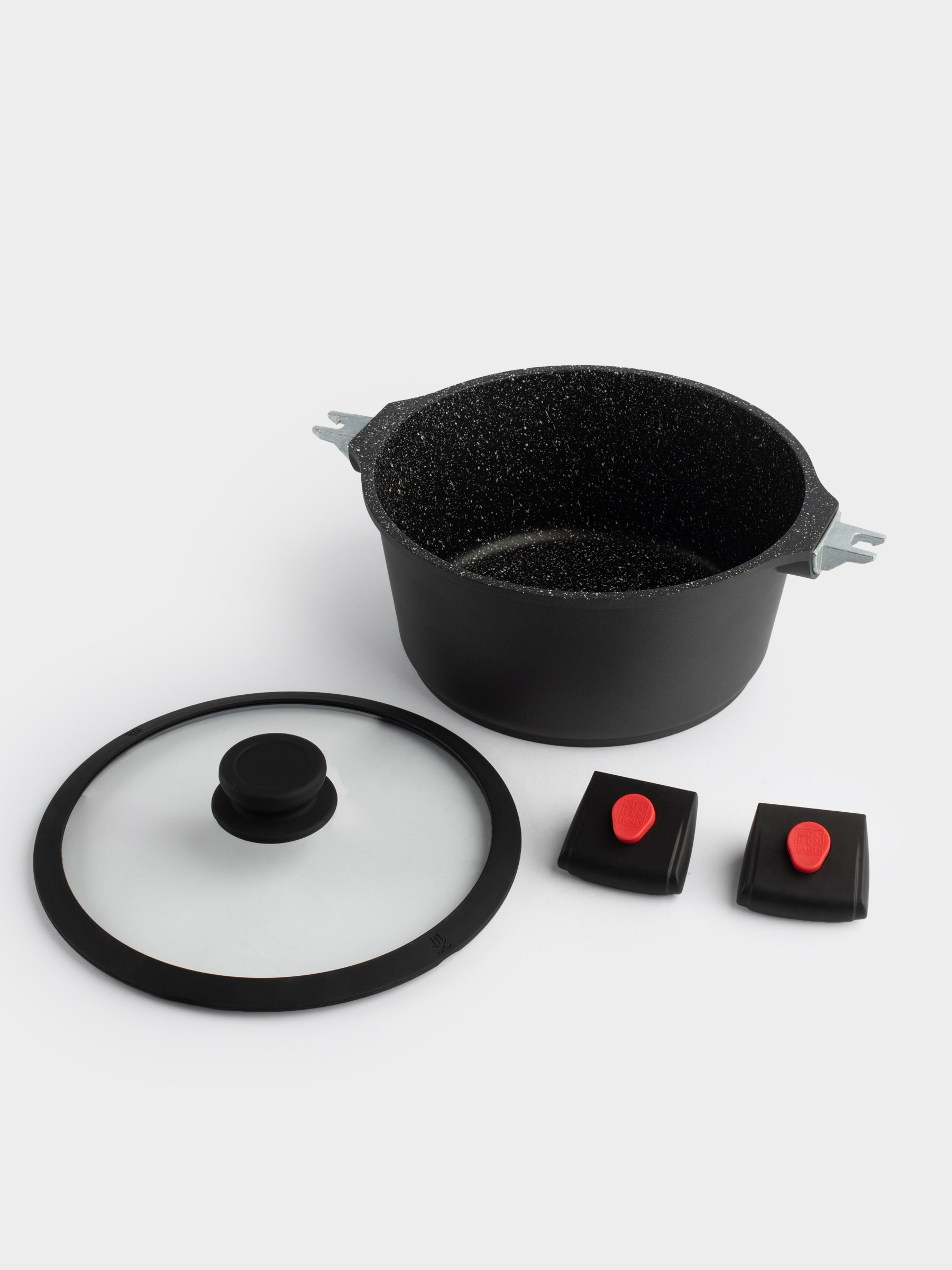 Pot, 24 cm, 4.5 l, with lid, removable handles, coated, aluminum, Solution Red 2, image-7