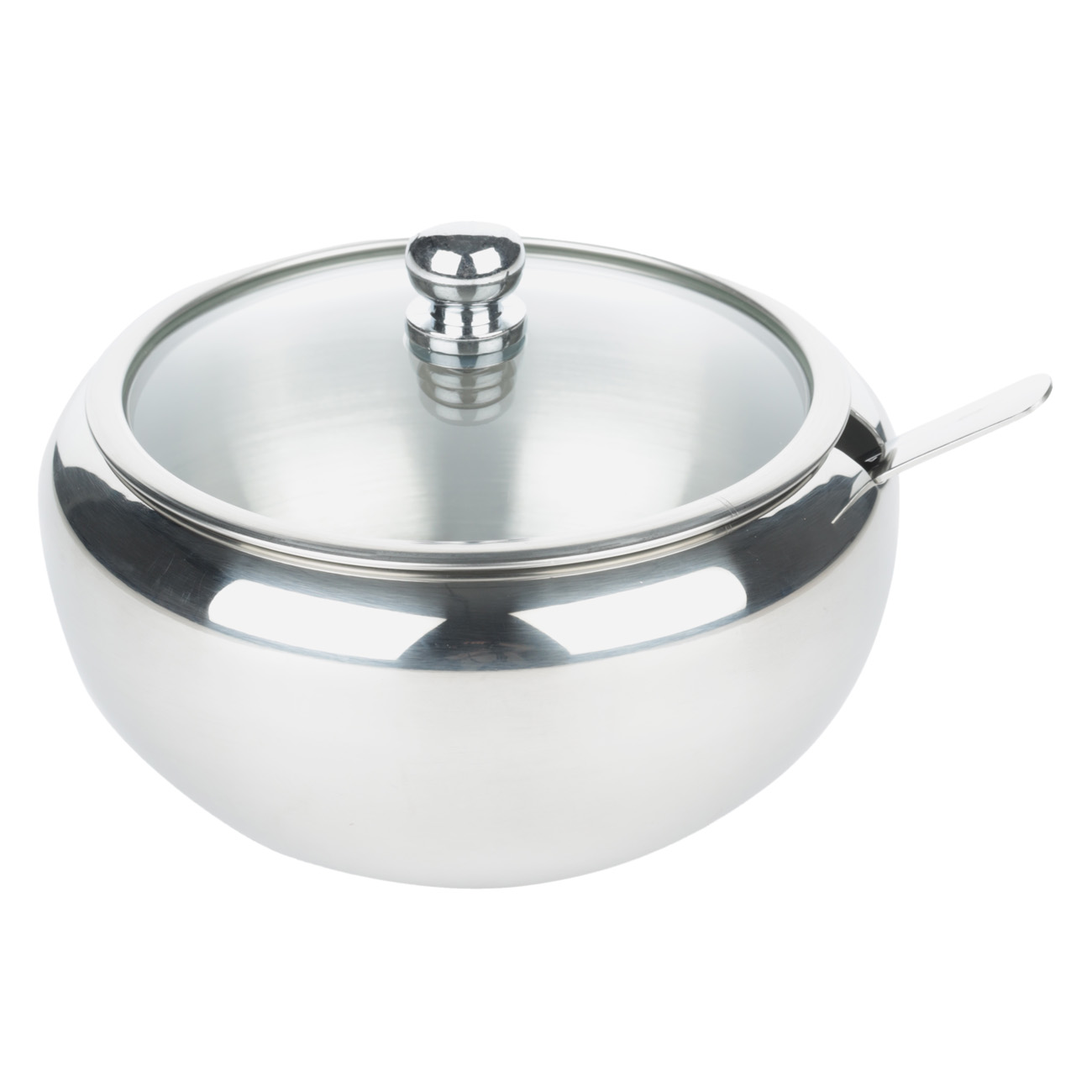 Sugar bowl, 9 cm, 500 ml, with spoon, steel, Classic, image-3