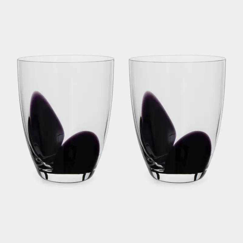 Glass, 10 cm, 340 ml, 2 pcs, glass, black base, Taurisano