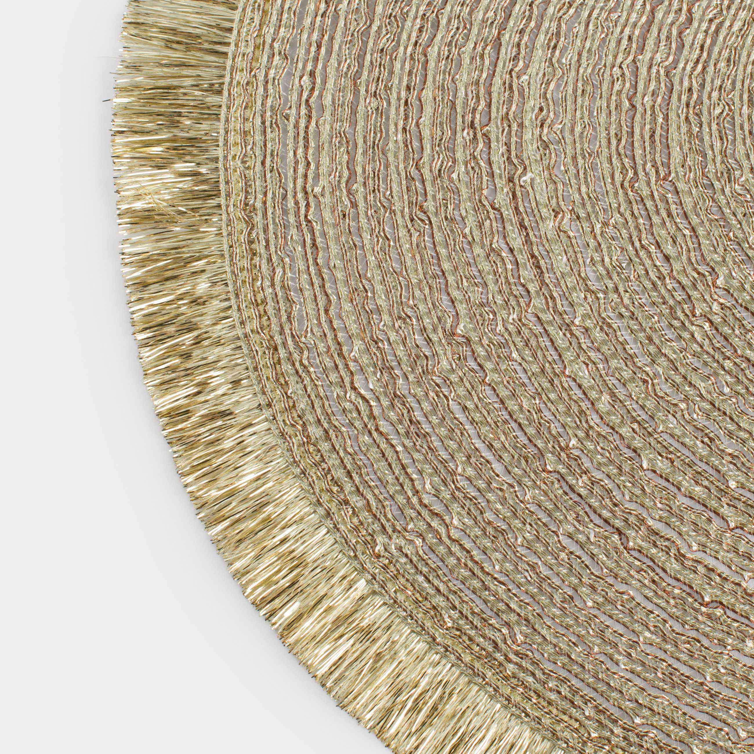 Placemat, 30x45 cm, fringed, polyester, oval, golden, Rotary shine