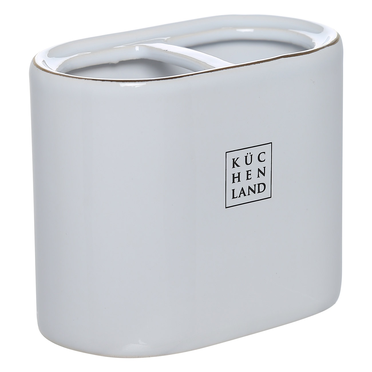 Toothbrush holder, 12 cm, ceramic, white and gold, Freya