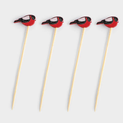 Canape skewers, 9 cm, 20 pcs, bamboo, red and black, Bullfinch, Elegant details ,image-0