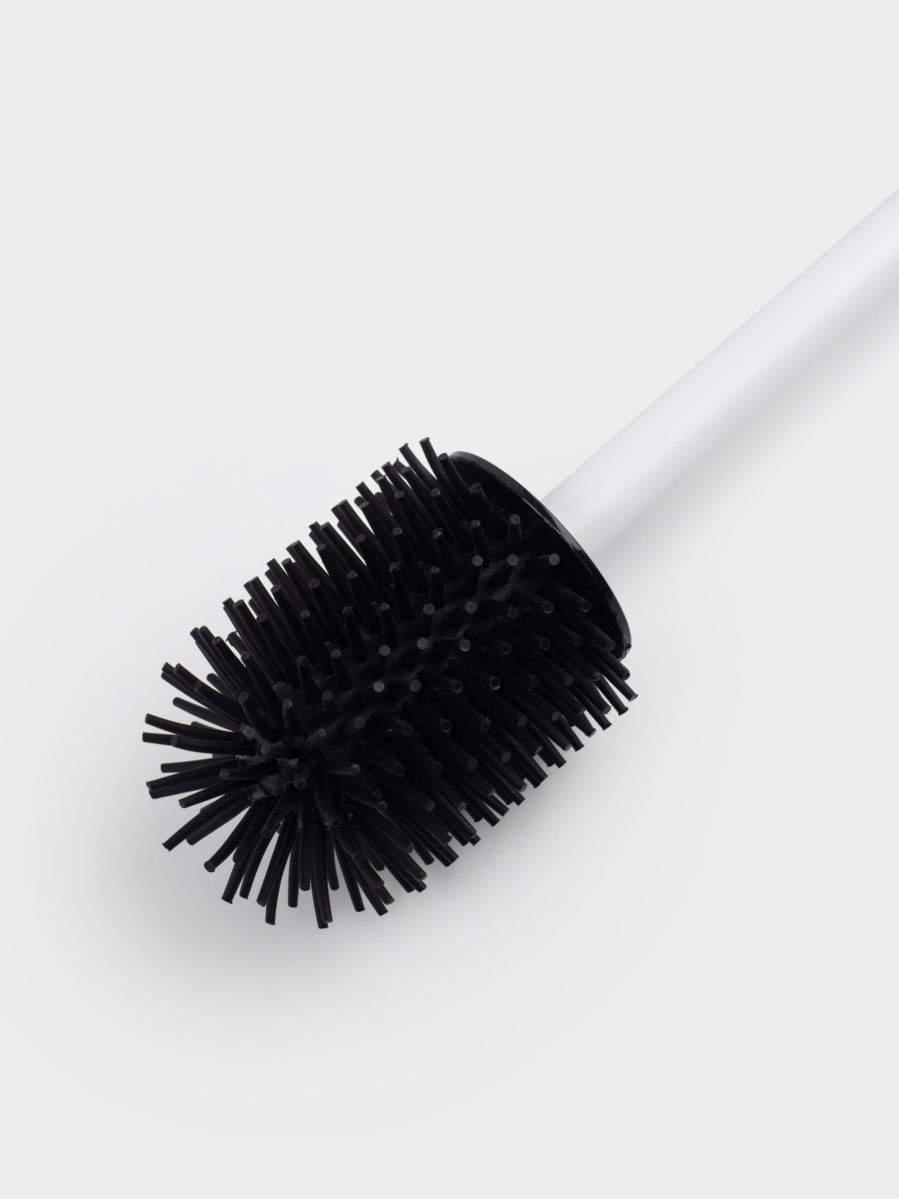 Toilet brush, 38 cm, with stand, rubber / metal, white and black, Vesta, image-3