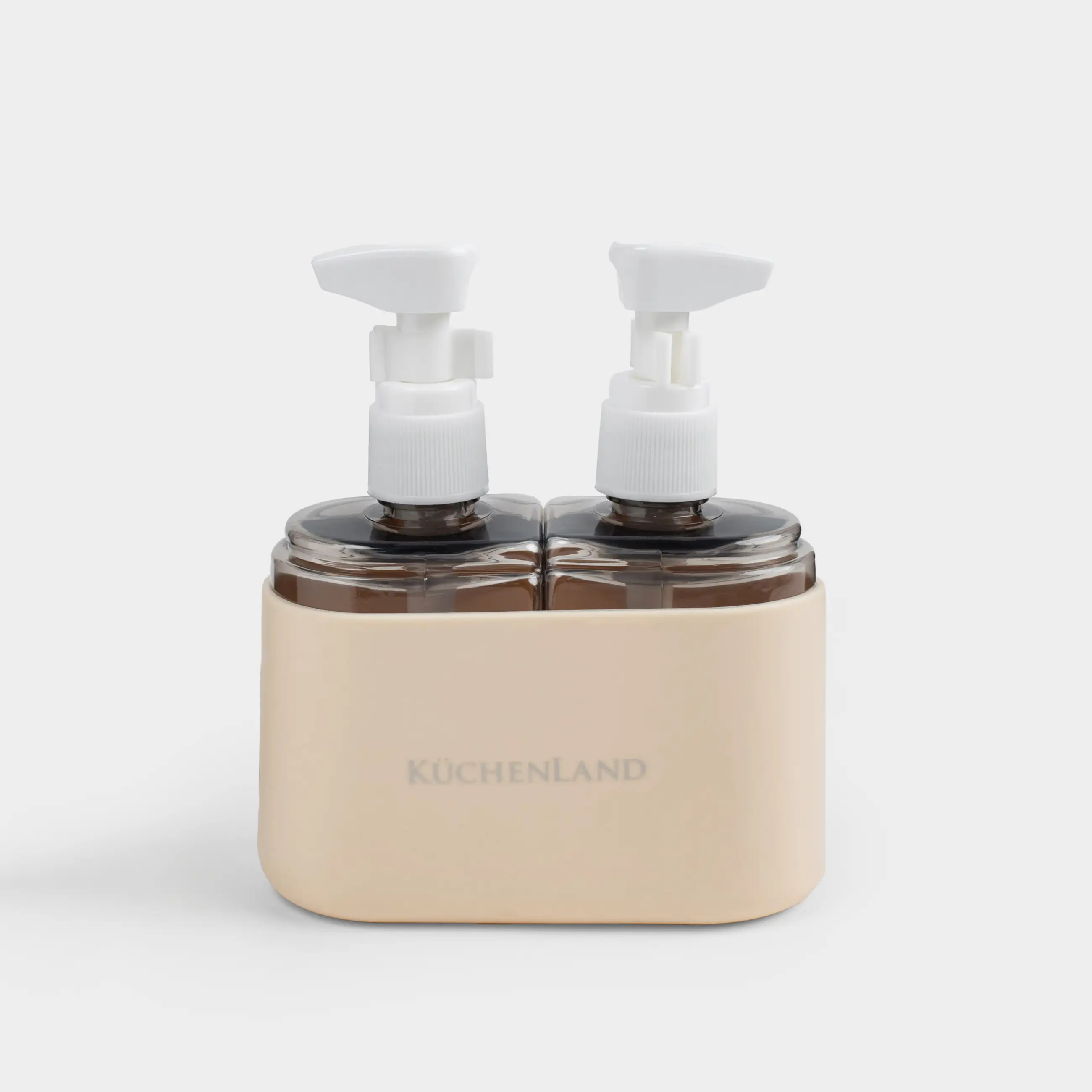 Set of travel bottles, 2 pcs, with dispenser, in a case, plastic, ecru, Travel comfort