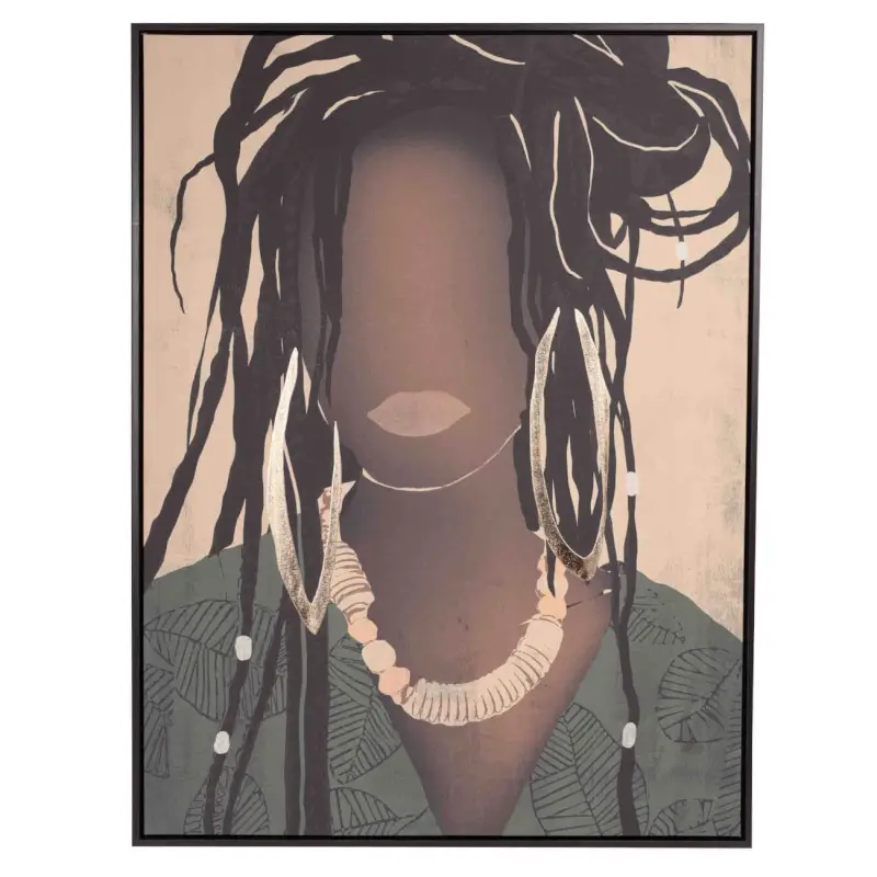 Painting in a frame, 75x100 cm, canvas, Girl with golden earrings, Abstract
