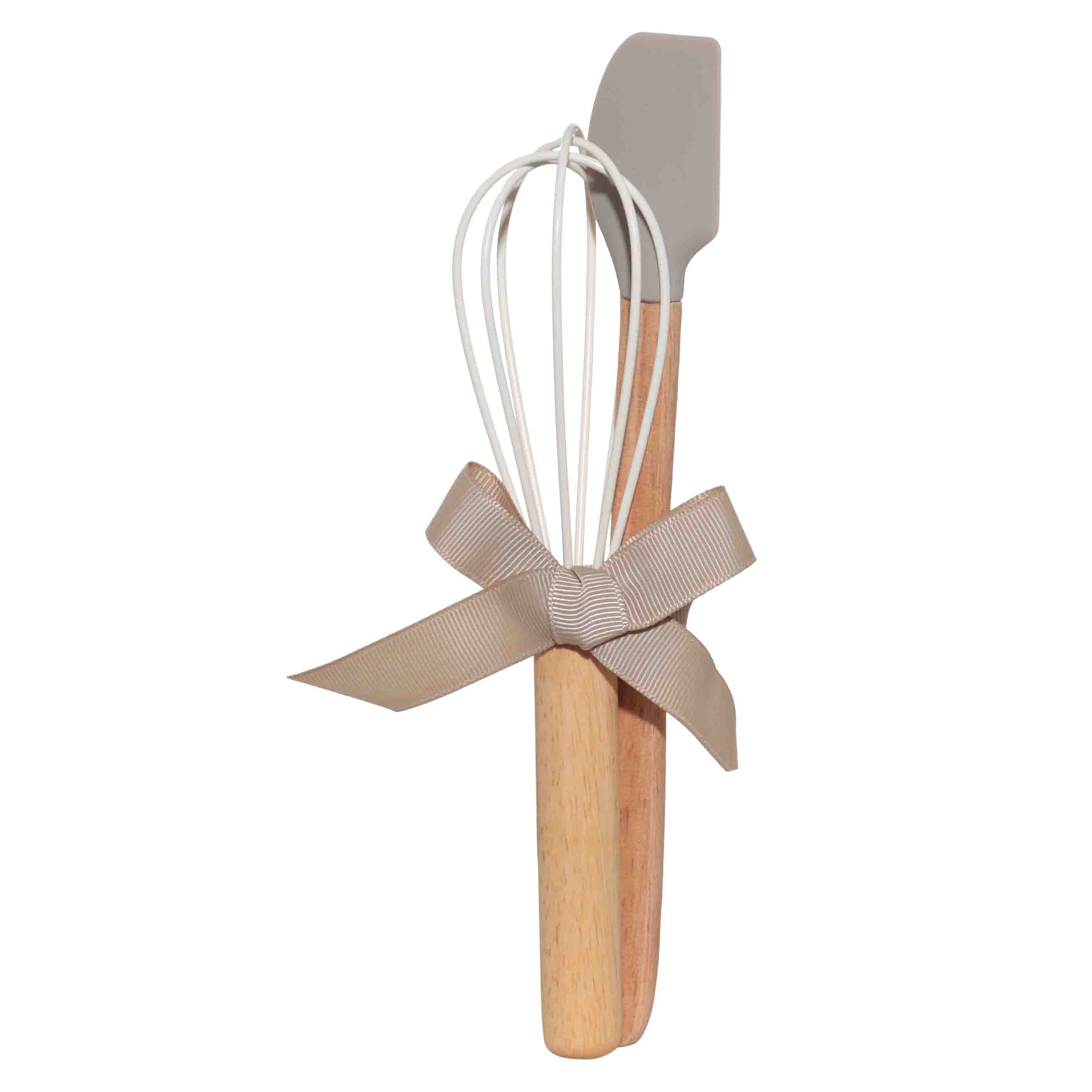 Kitchen accessories set, 2 items, spatula/whisk, silicone / wood, mix, Bakery wood