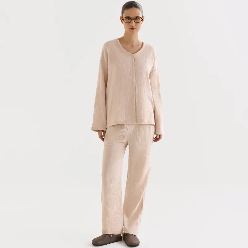 Women's trousers, homewear, size L, muslin, milky, Allison ,image-0