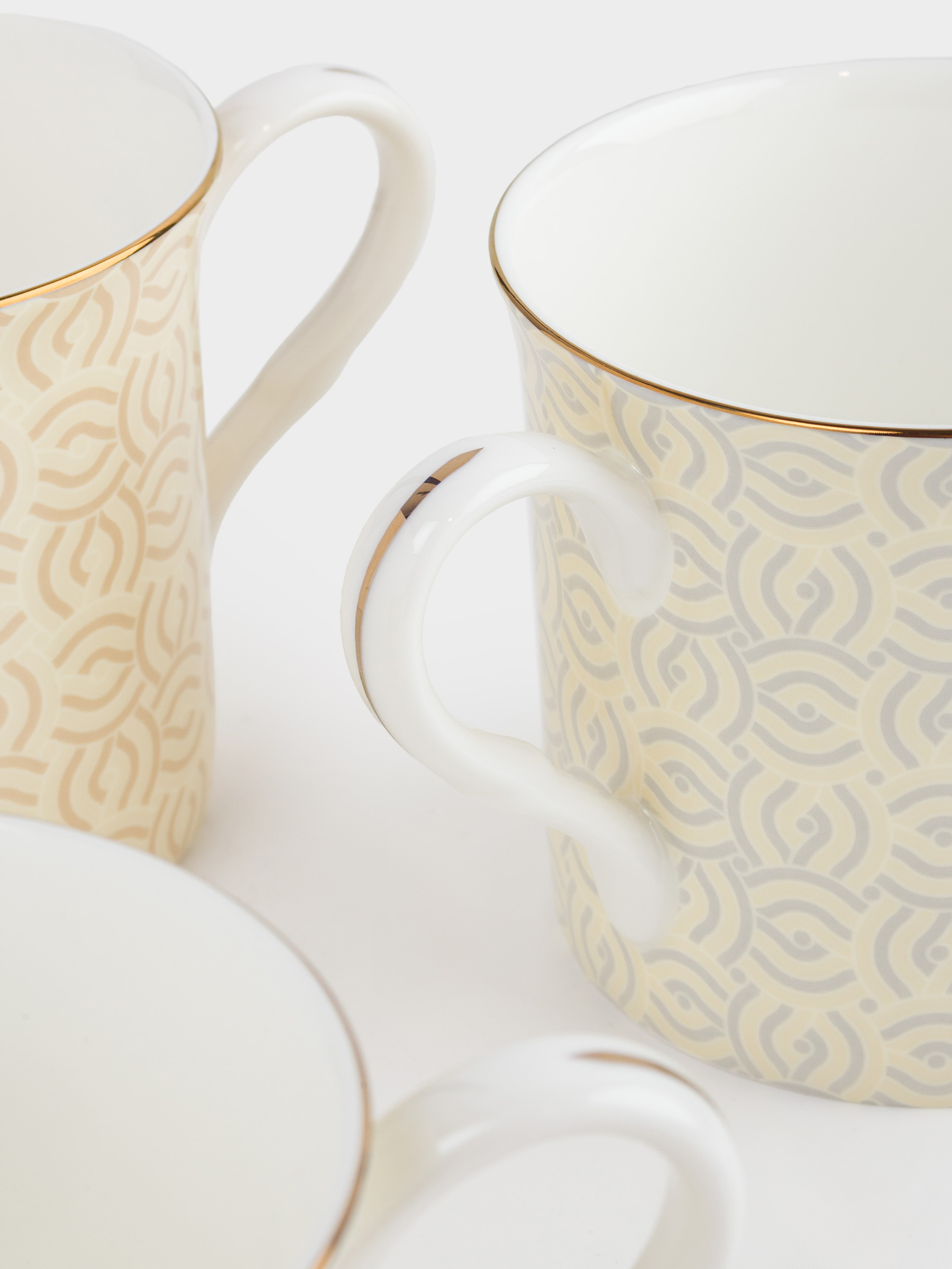 Mug, 330 ml, 4 pcs, porcelain F, mix, with golden edging, Patterns, Geometry, image-6