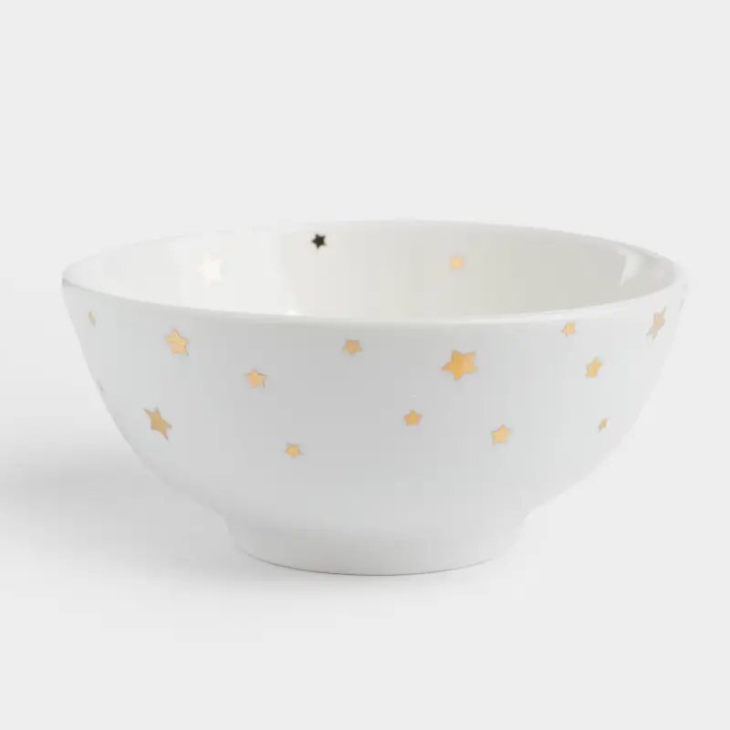 Salad bowl, 18x8 cm, 1000 ml, porcelain P, white, Golden stars, Starlight