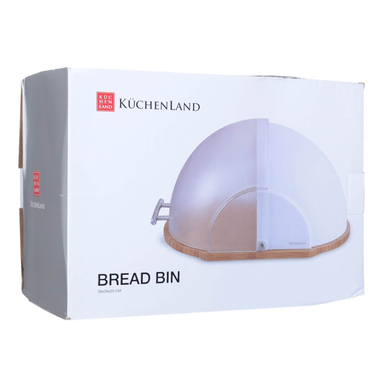Bread box, 39x26x20 cm, plastic / bamboo, oval, silver-gray, Assist