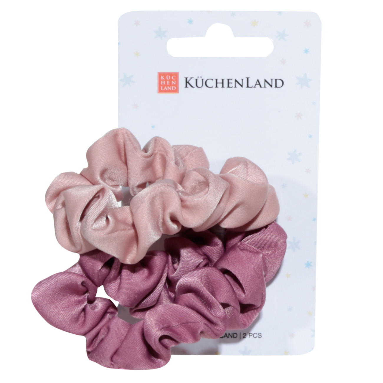 Elastic band for hair, 5 cm, 2 pcs, children's, satin, pink / beige, Silk, image-2